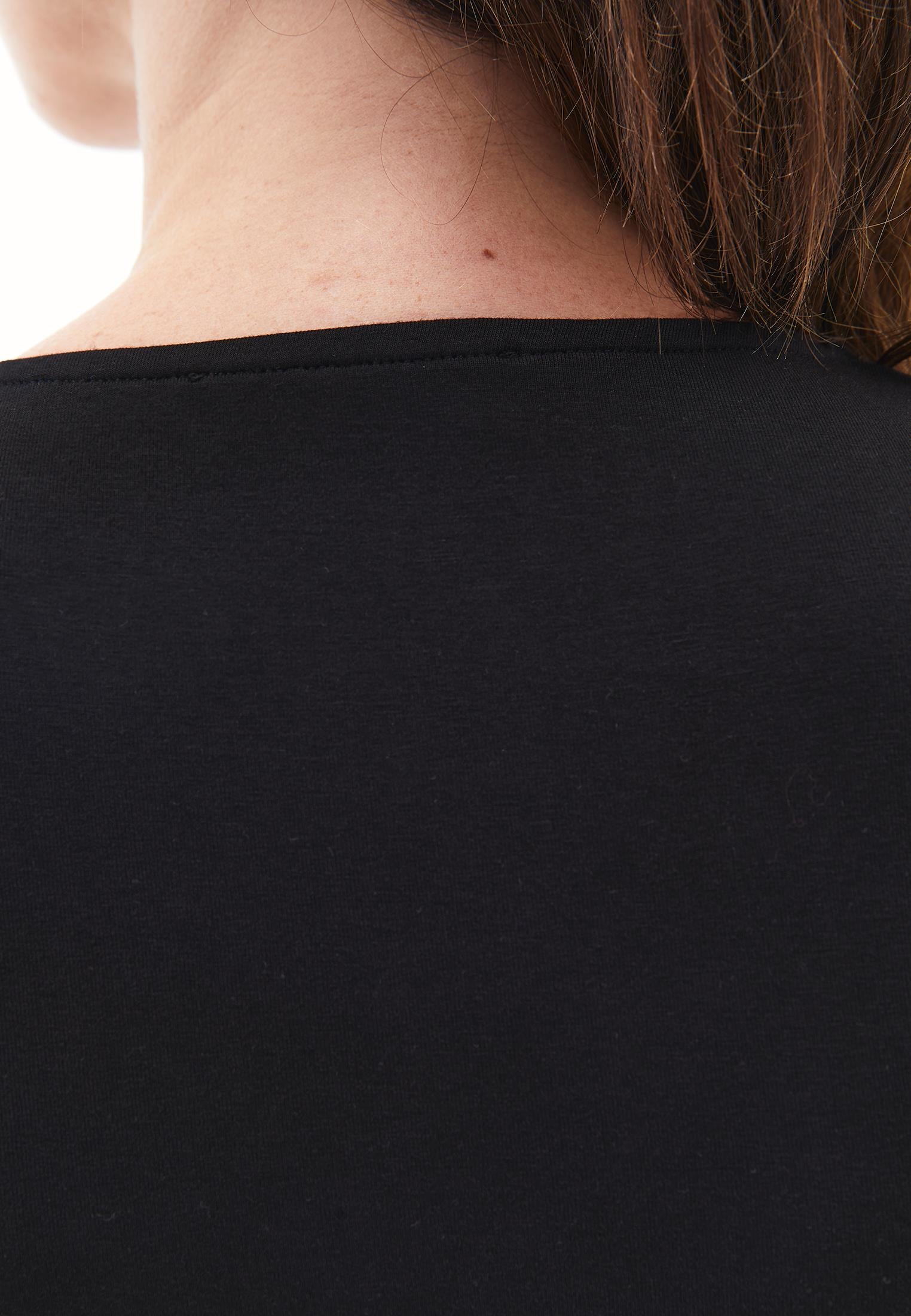 V Neck Long Sleeve T-Shirt - BLACK