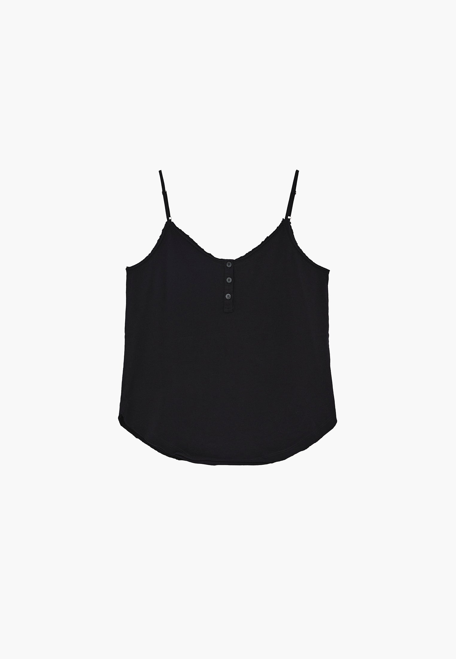 Loose V-Neck Top With Button Details - BLACK