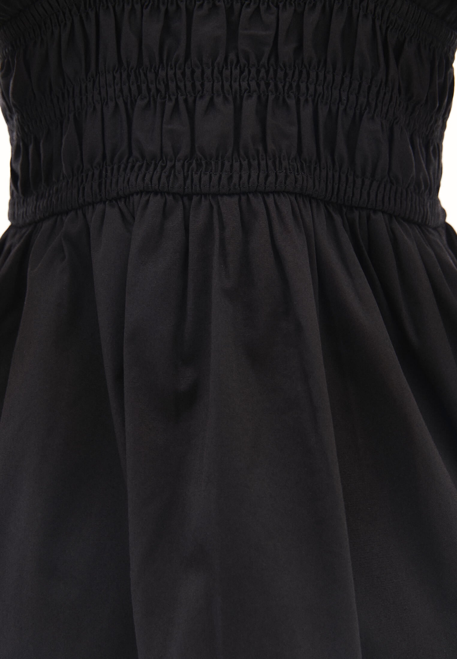 Short V Neck Smocked Dress - BLACK