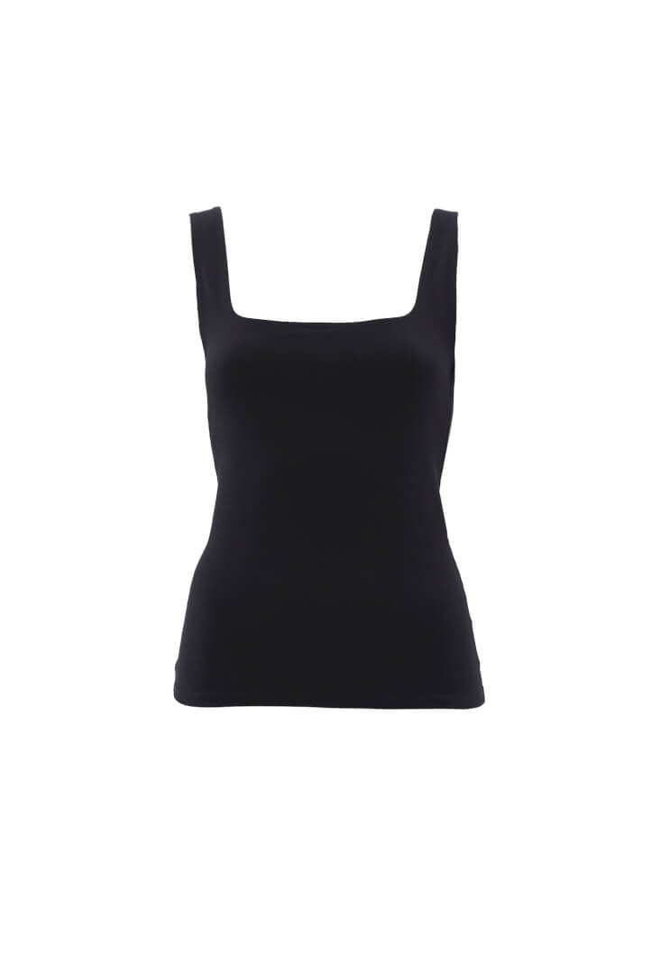Square Neck Tank Top - BLACK
