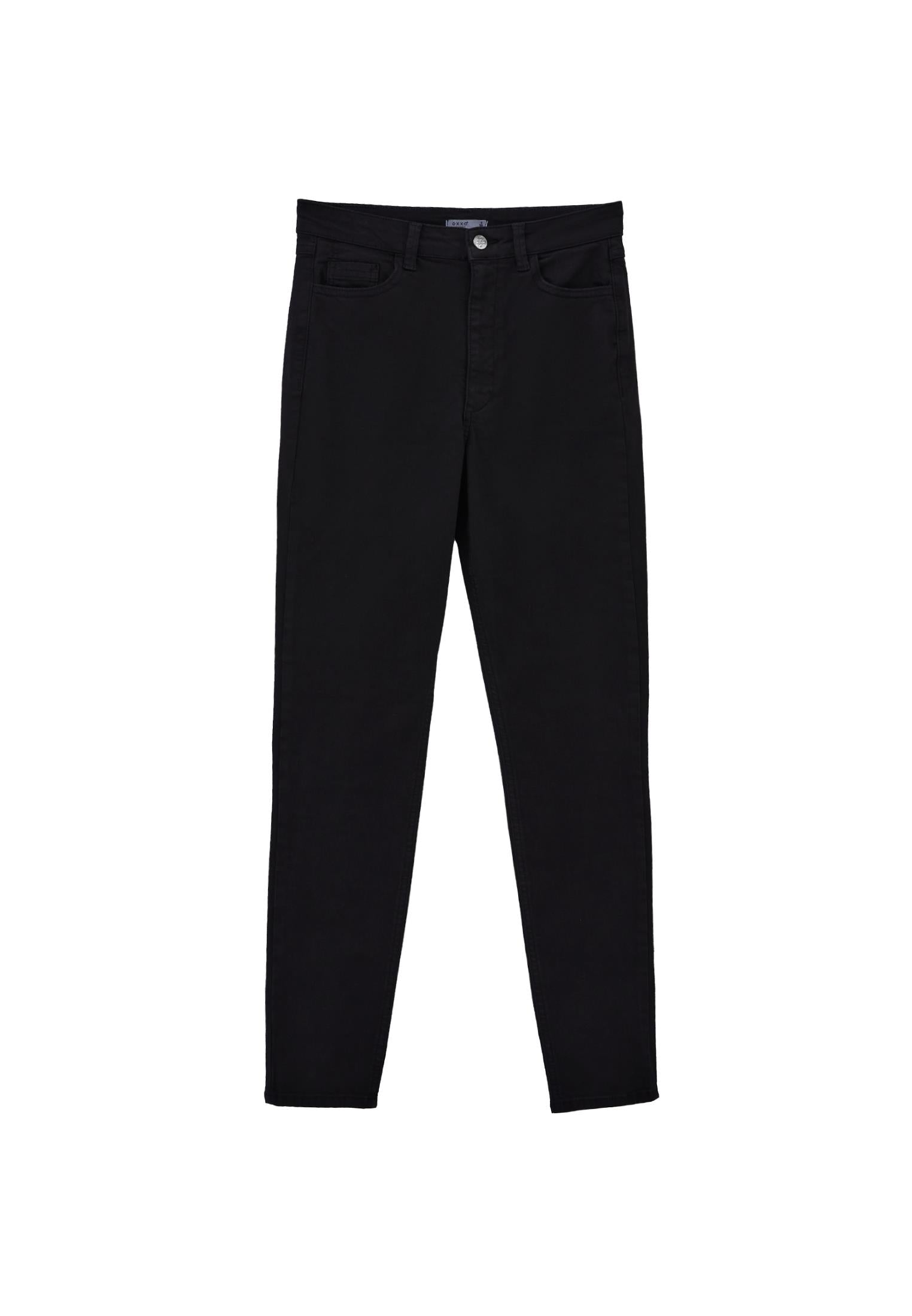 High Waist Skinny Standard Trousers - BLACK