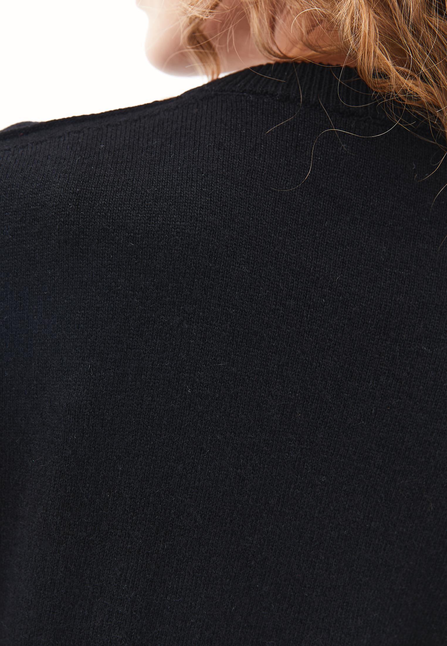 Long Sleeve Crew Neck Women's Knit Sweater - BLACK