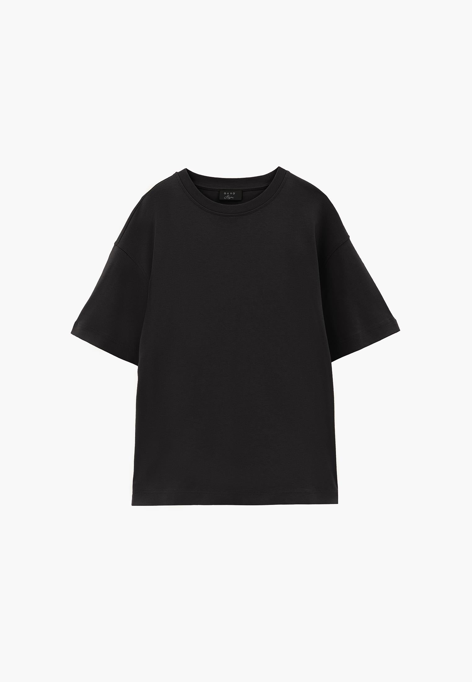 Oversize Crew Neck Short Sleeve T-Shirt - BLACK