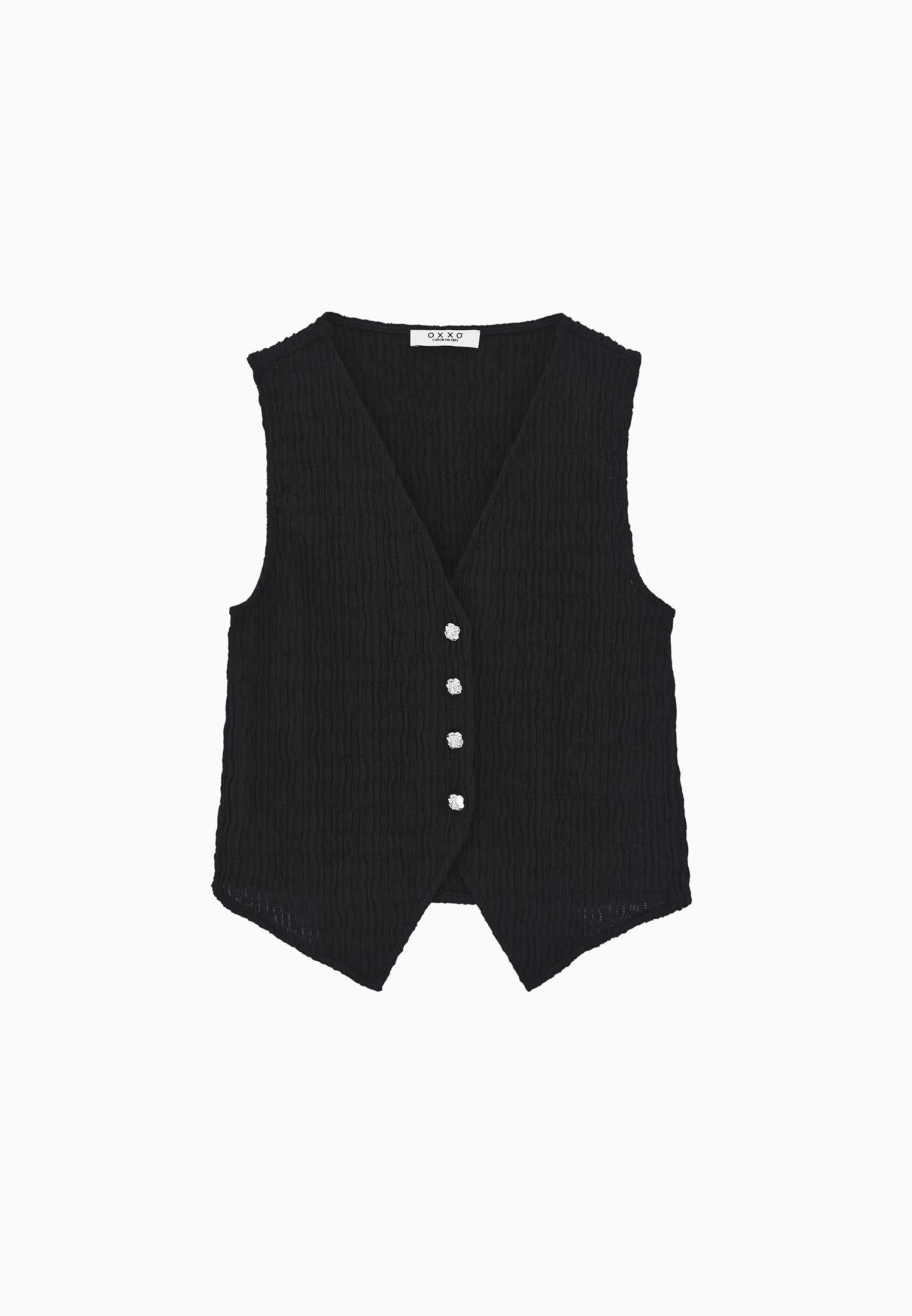 V Neck Closed Form Vest - BLACK