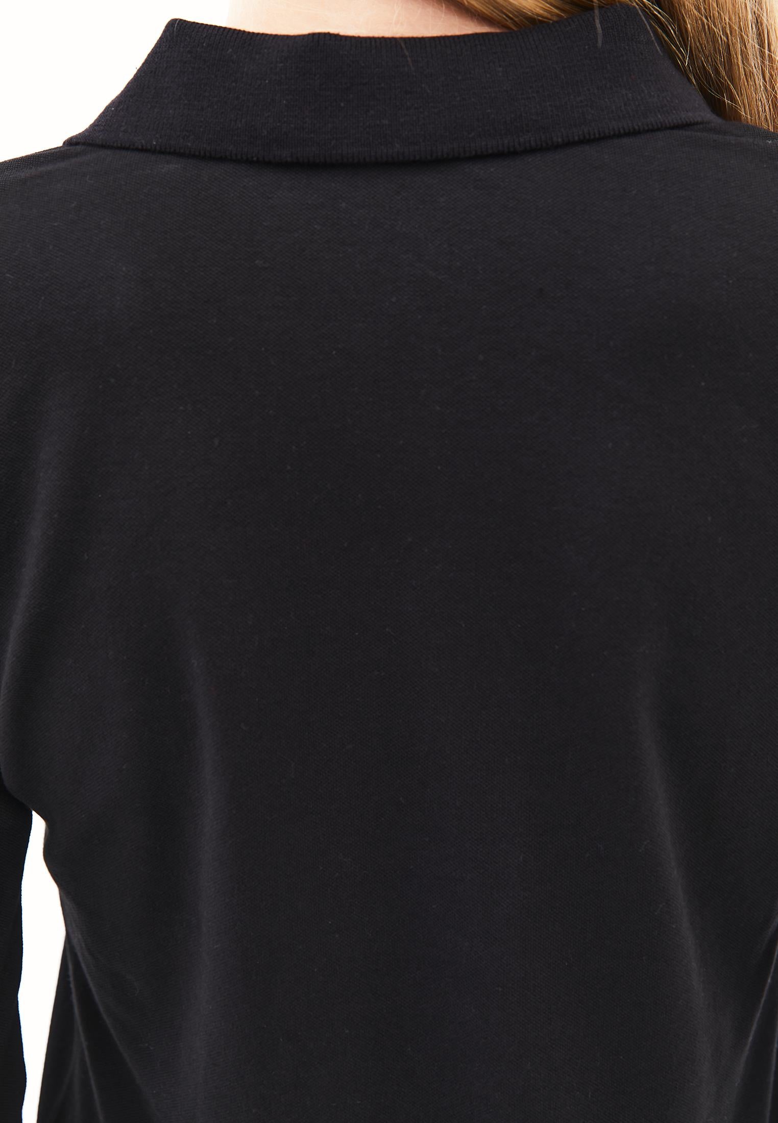 Standard Polo Collar T-Shirt With Slit Detail - BLACK