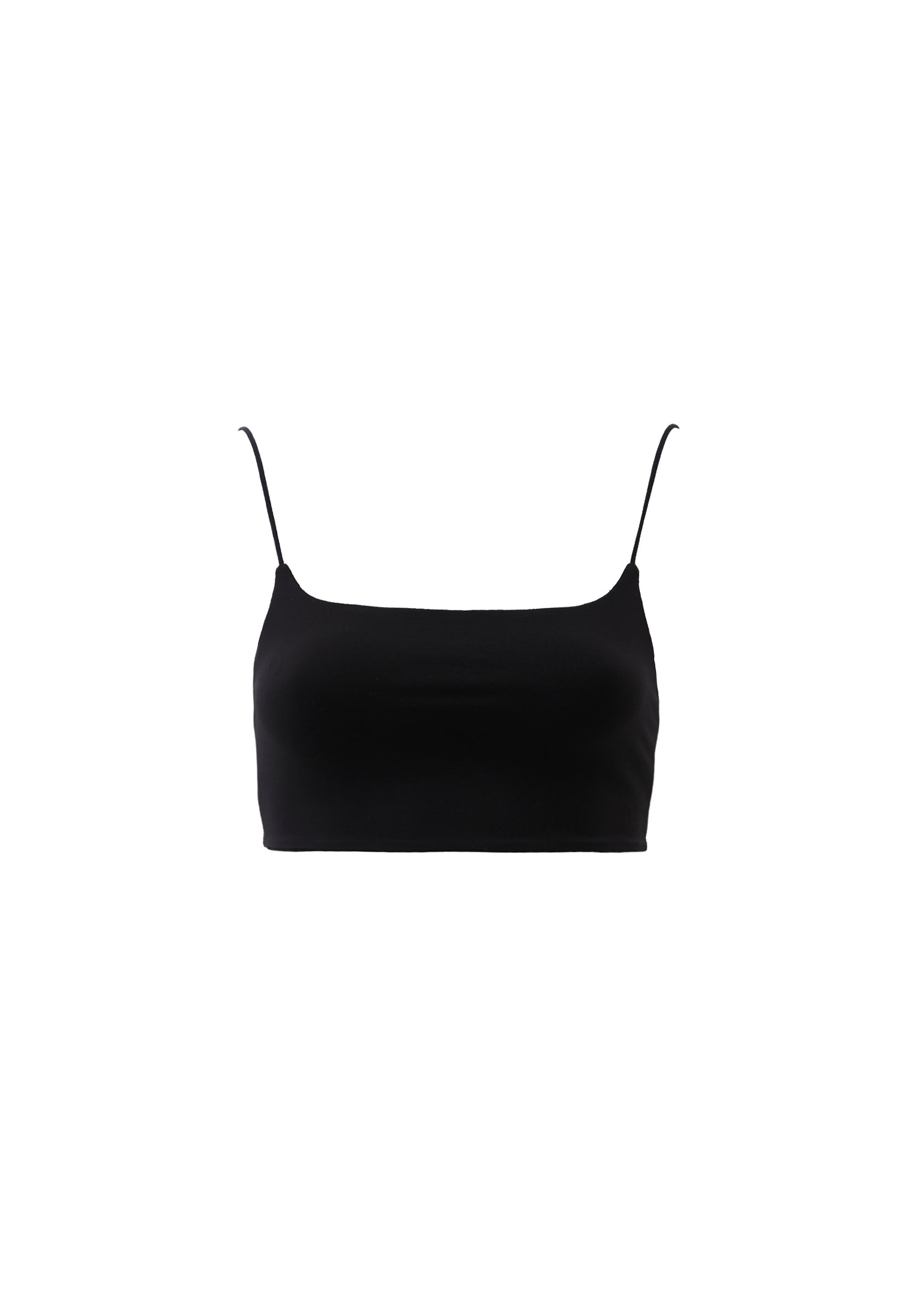 Square Neck Sleeveless Strap Bustier - BLACK