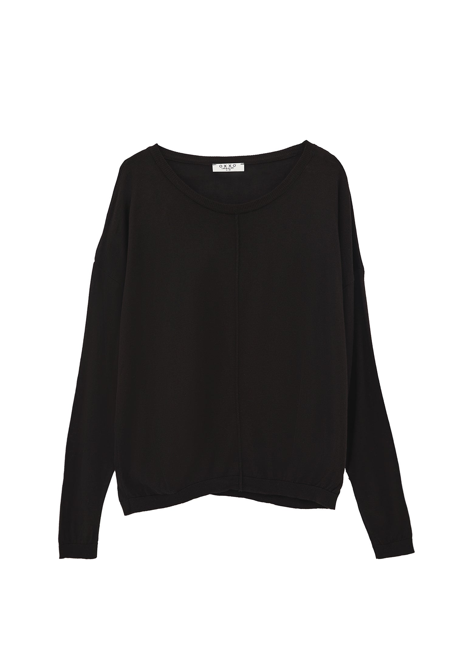 Knitted Boat Neck Sweater - BLACK