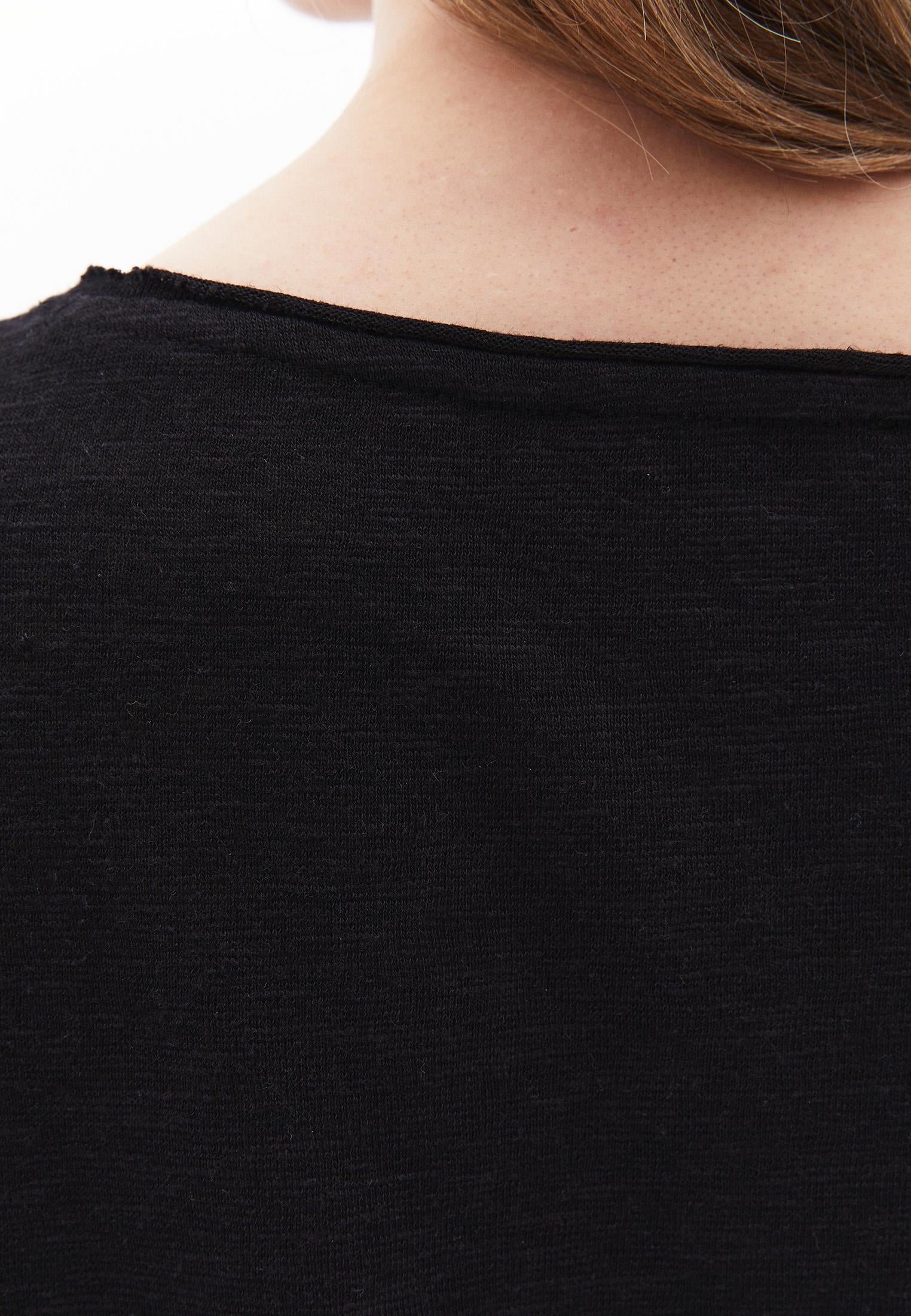 Boat Neck Loose T-Shirt - BLACK