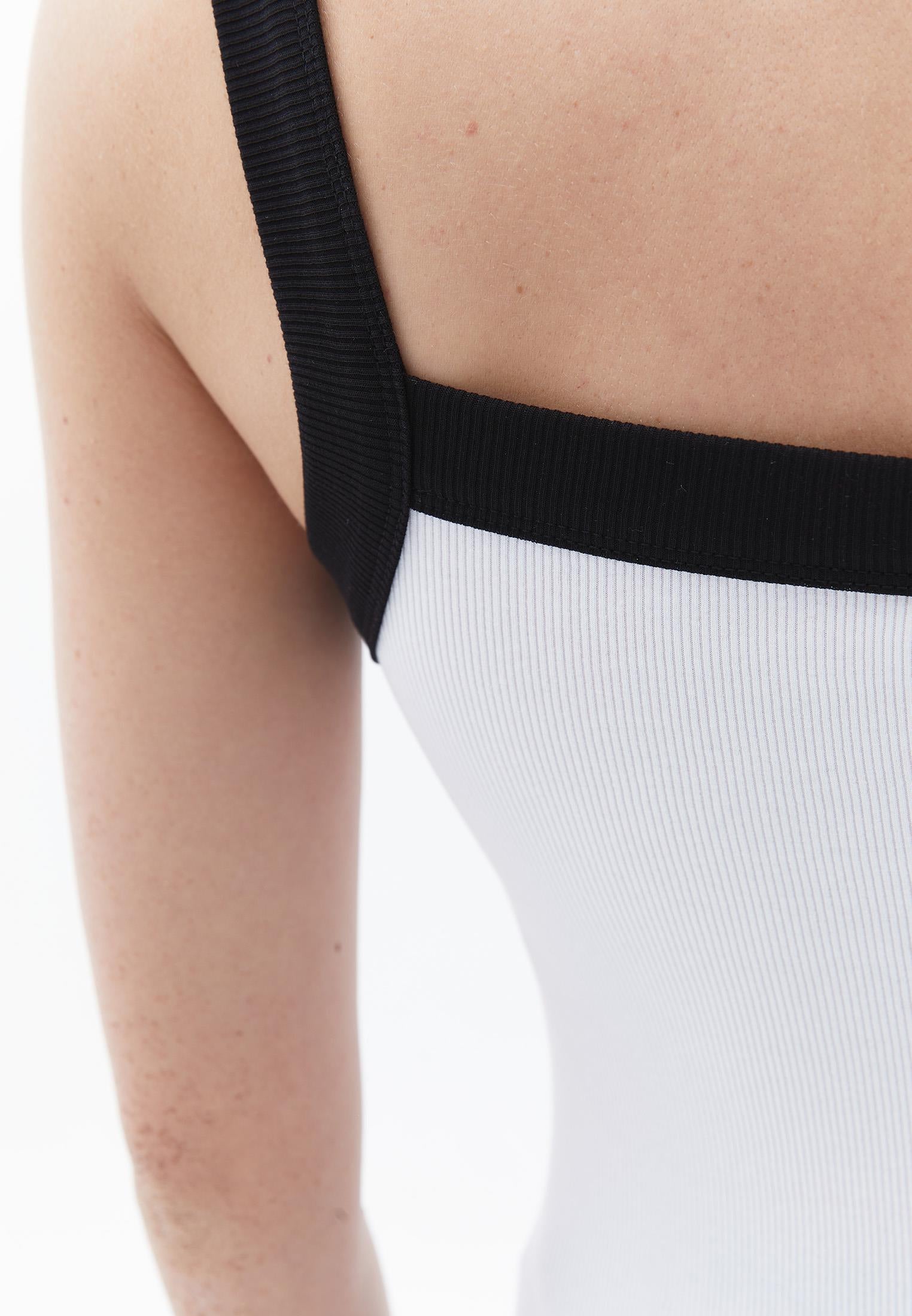One Shoulder Asymmetric Tank Top - WHITE/BLACK