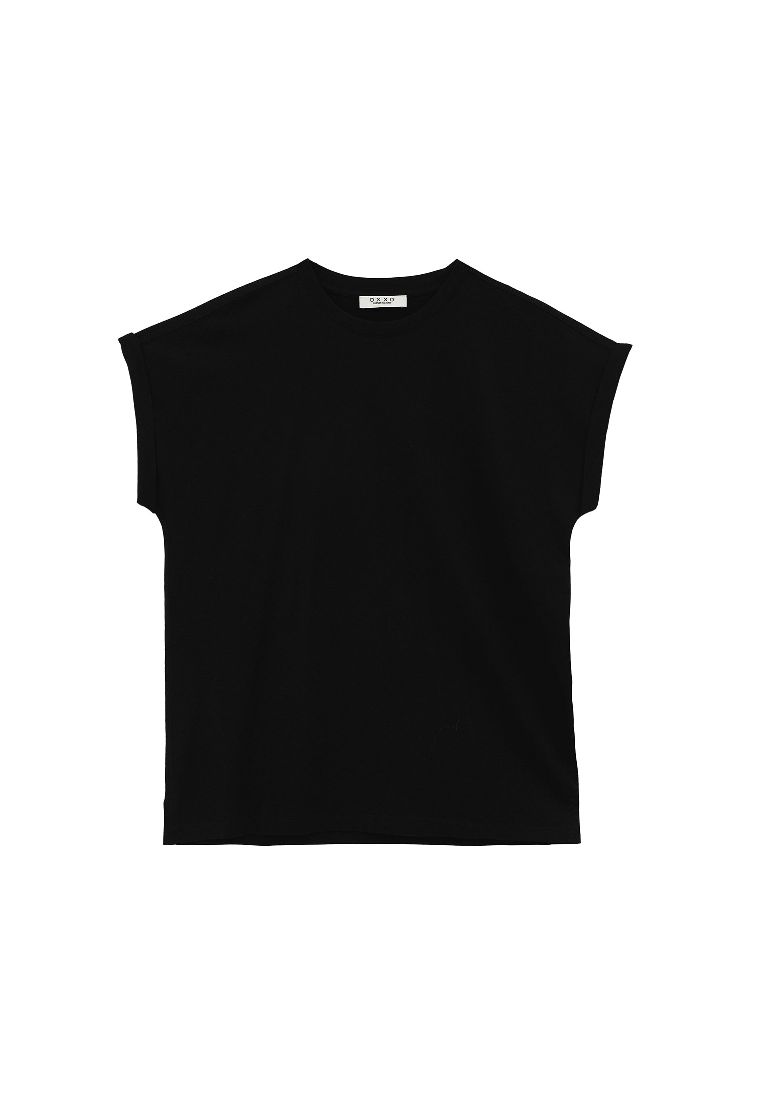 Boat Neck Loose Fit Short Sleeve T-Shirt - BLACK