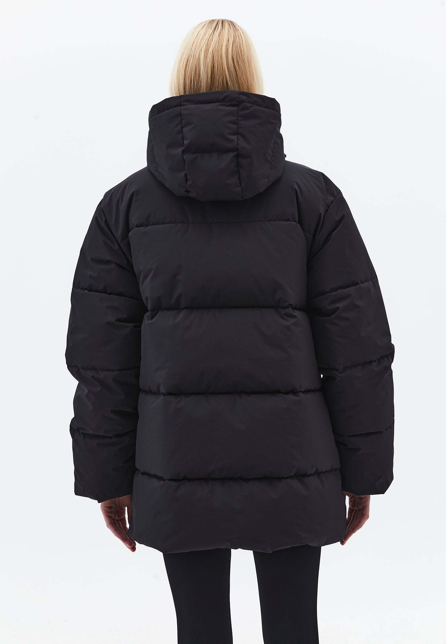 High Neck Midi Coat - BLACK