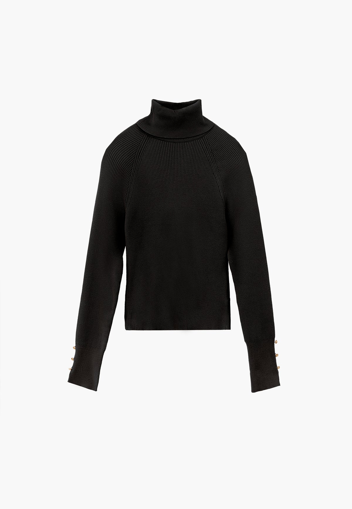 Turtleneck Raglan Sleeve Knitwear - BLACK