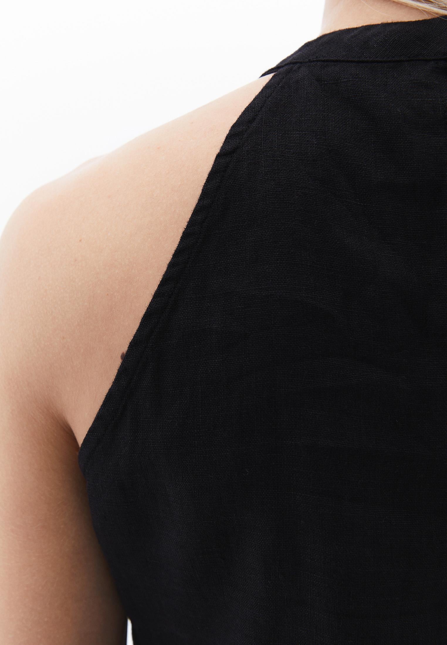 Embroidered Halter Neck Sleeveless Blouse - BLACK