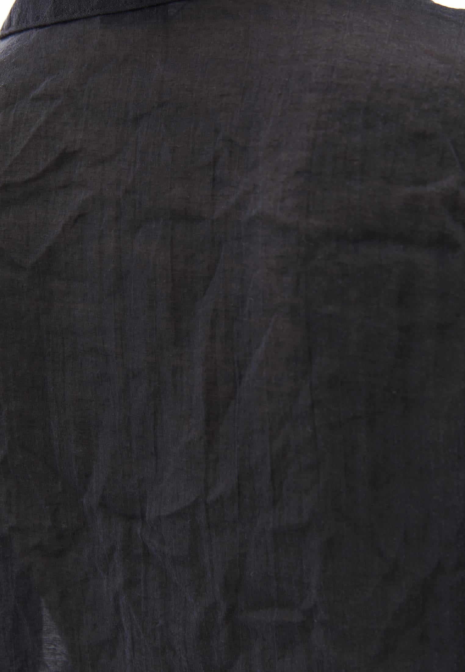 Loose Fit Long Sleeve Buttoned Shirt - BLACK