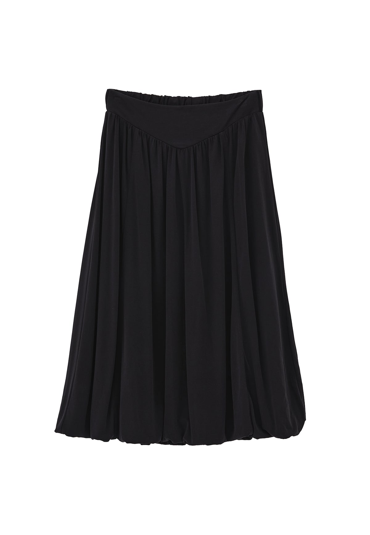 Balloon Form Midi Skirt - BLACK