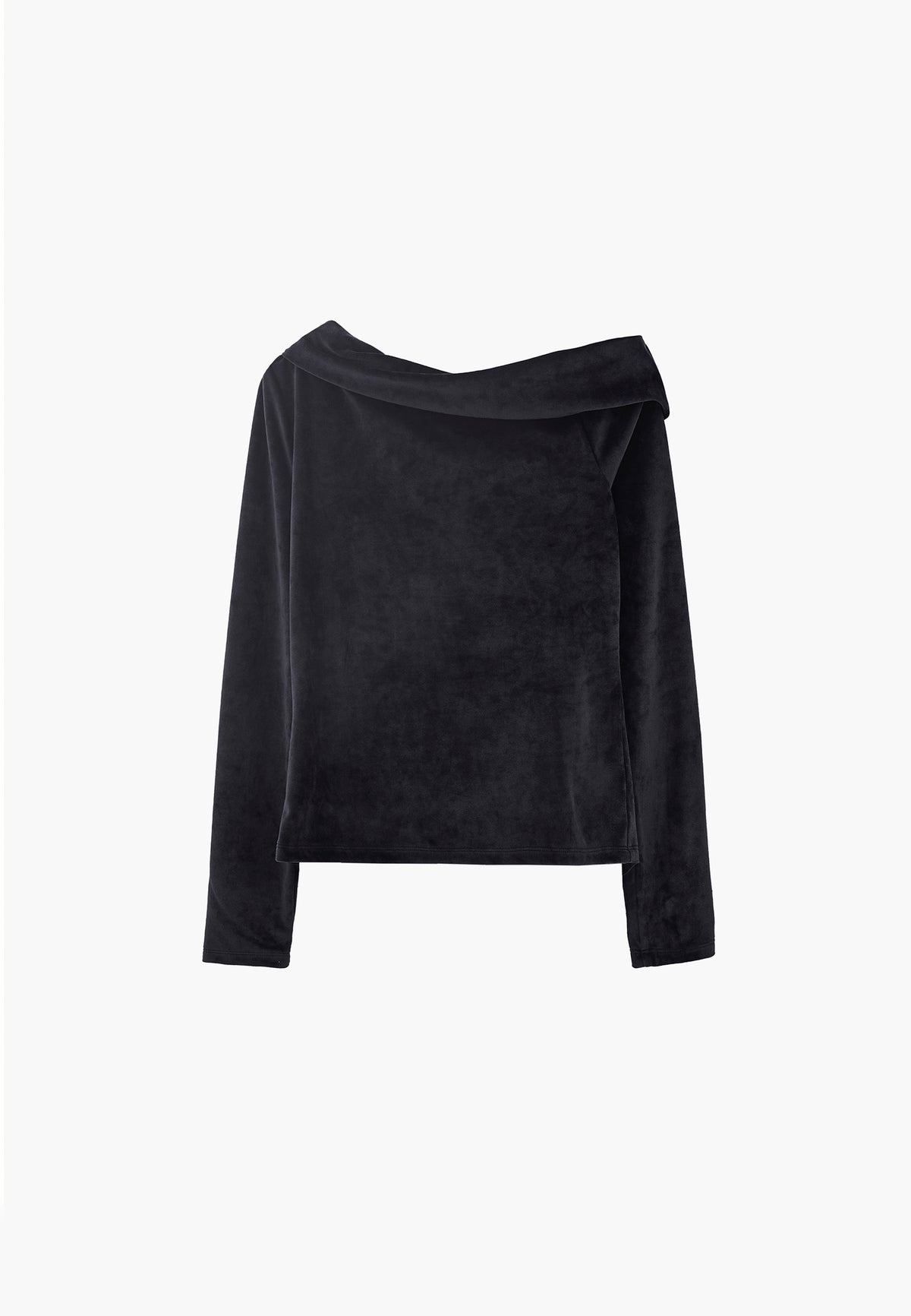 Low Shoulder Long Sleeve T-Shirt - BLACK