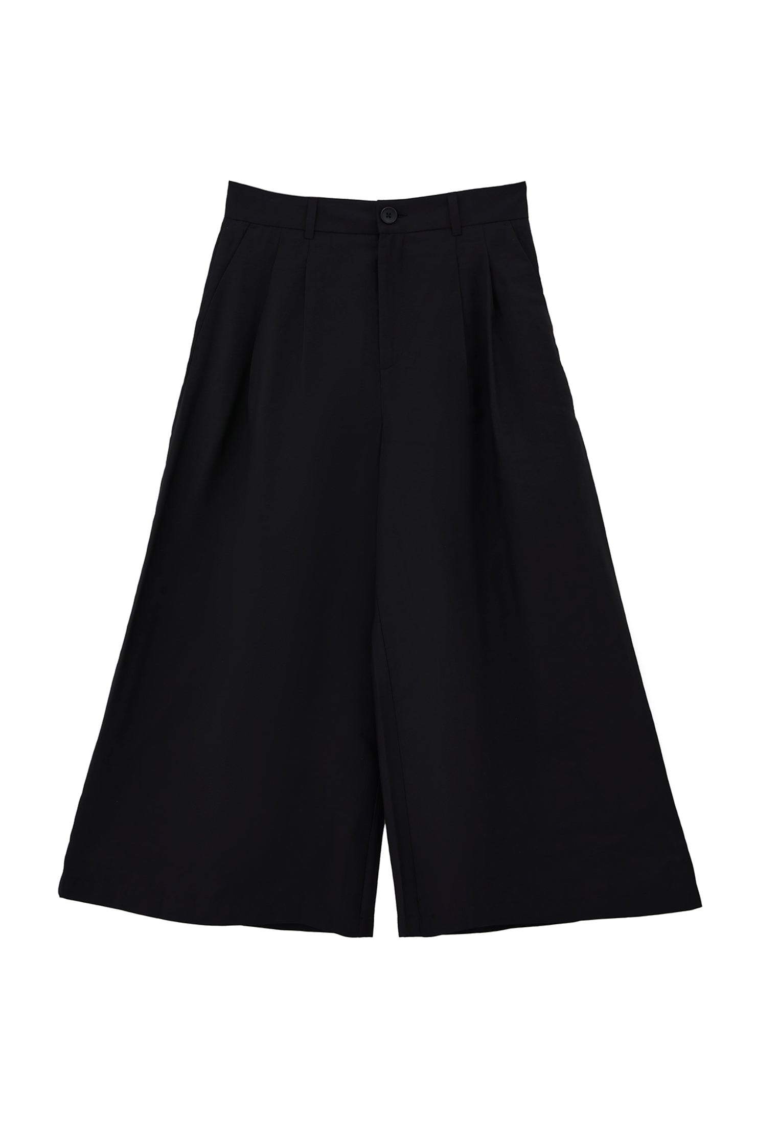 Cropped Culotte Trousers - BLACK