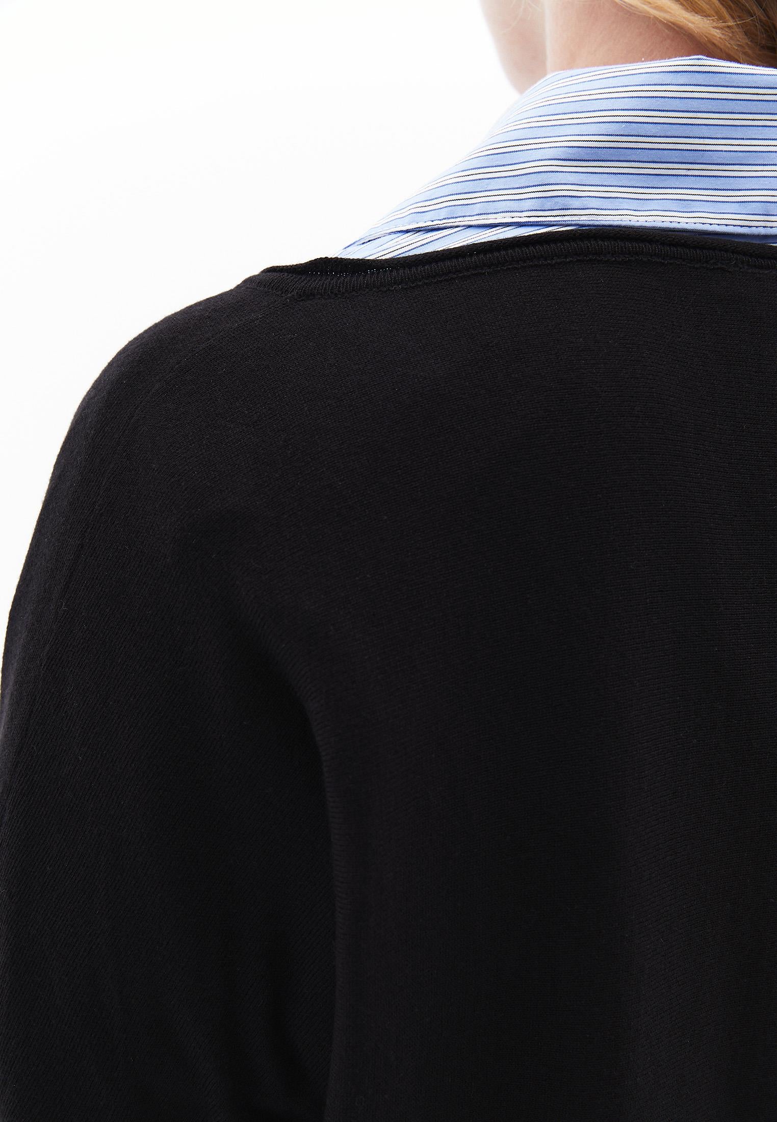 V Neck Long Sleeve Knitwear - BLACK