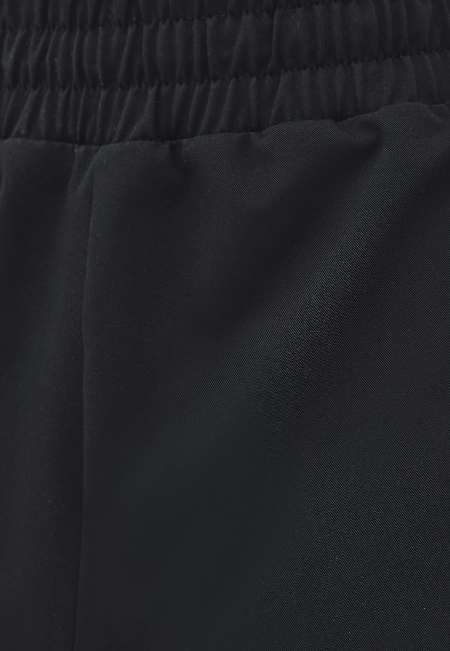 Wide Leg High Waist Elastic Waistband Pants - BLACK