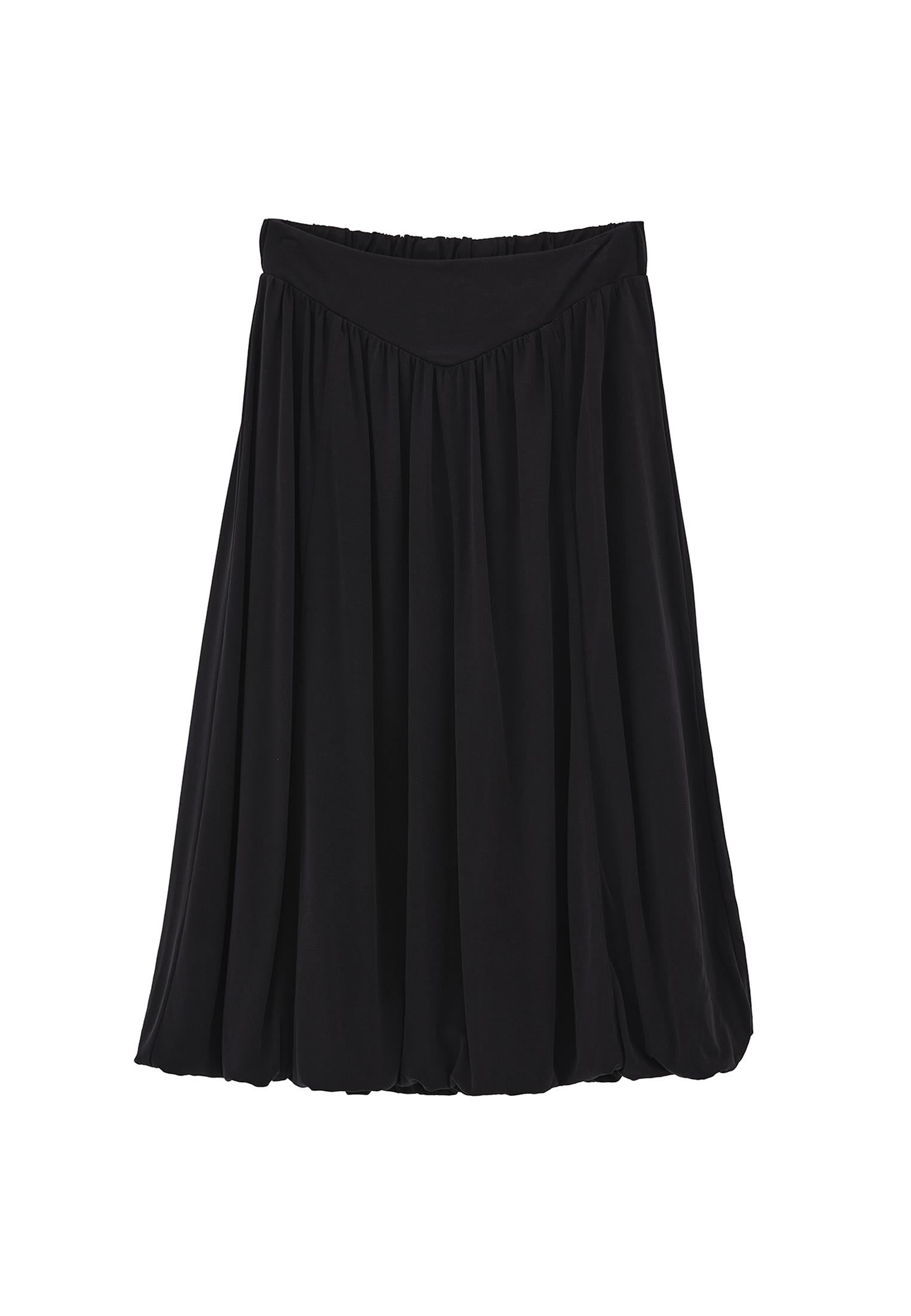 Balloon Form Midi Skirt - BLACK