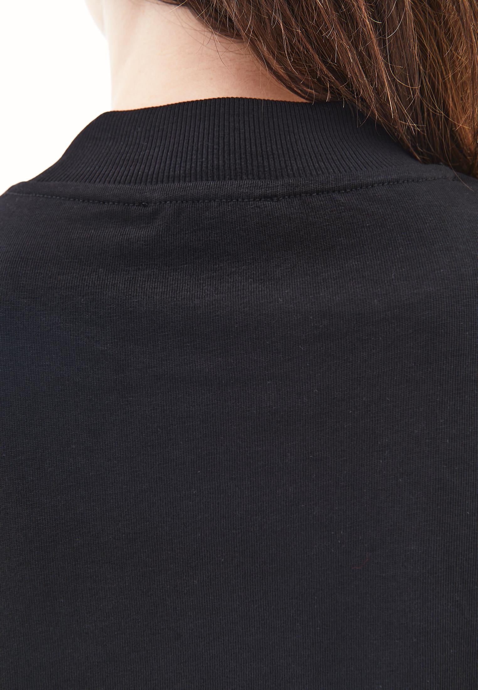 High Neck Oversize T-Shirt - BLACK