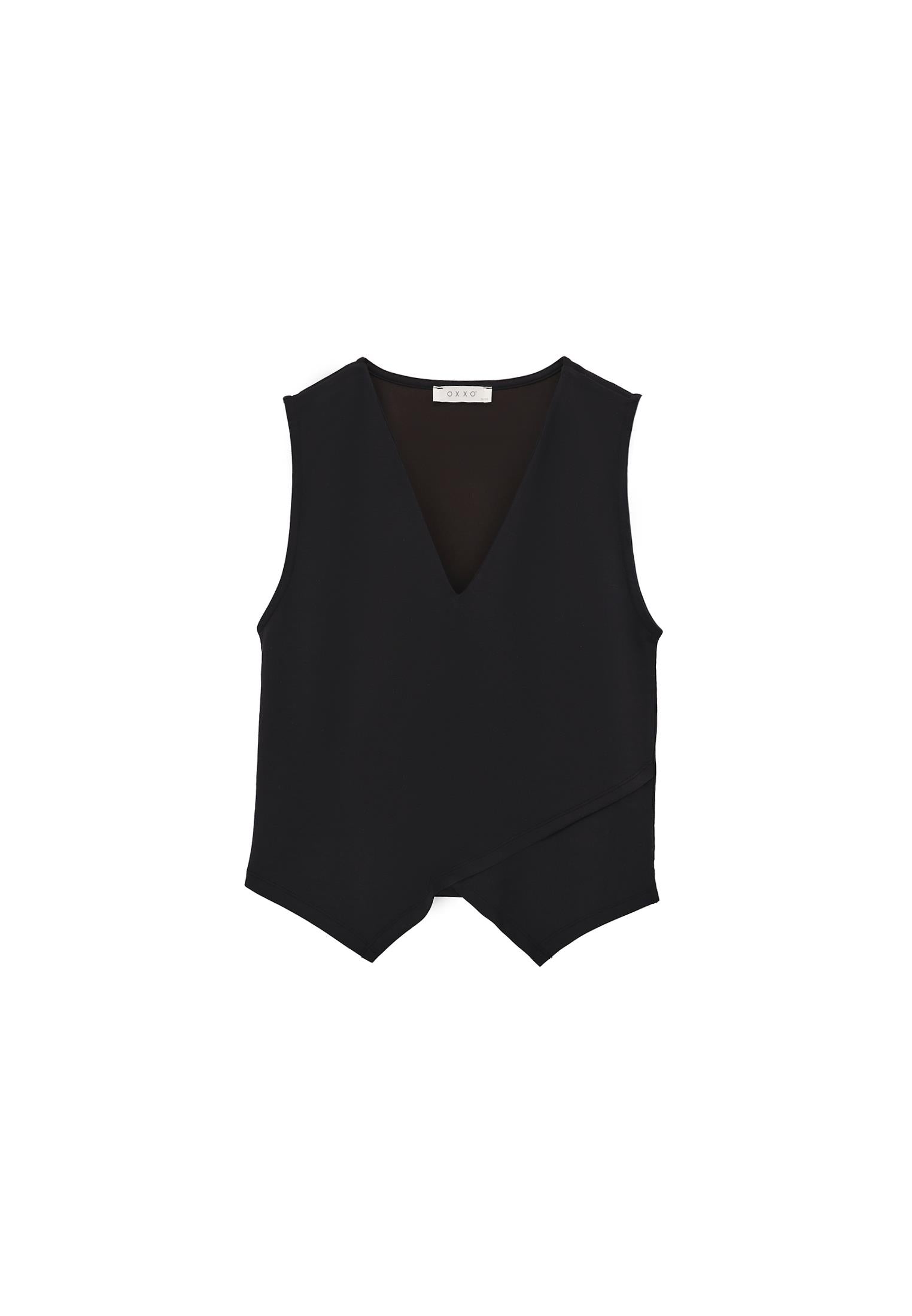 V Neck Easy To Combine Tank Top - BLACK