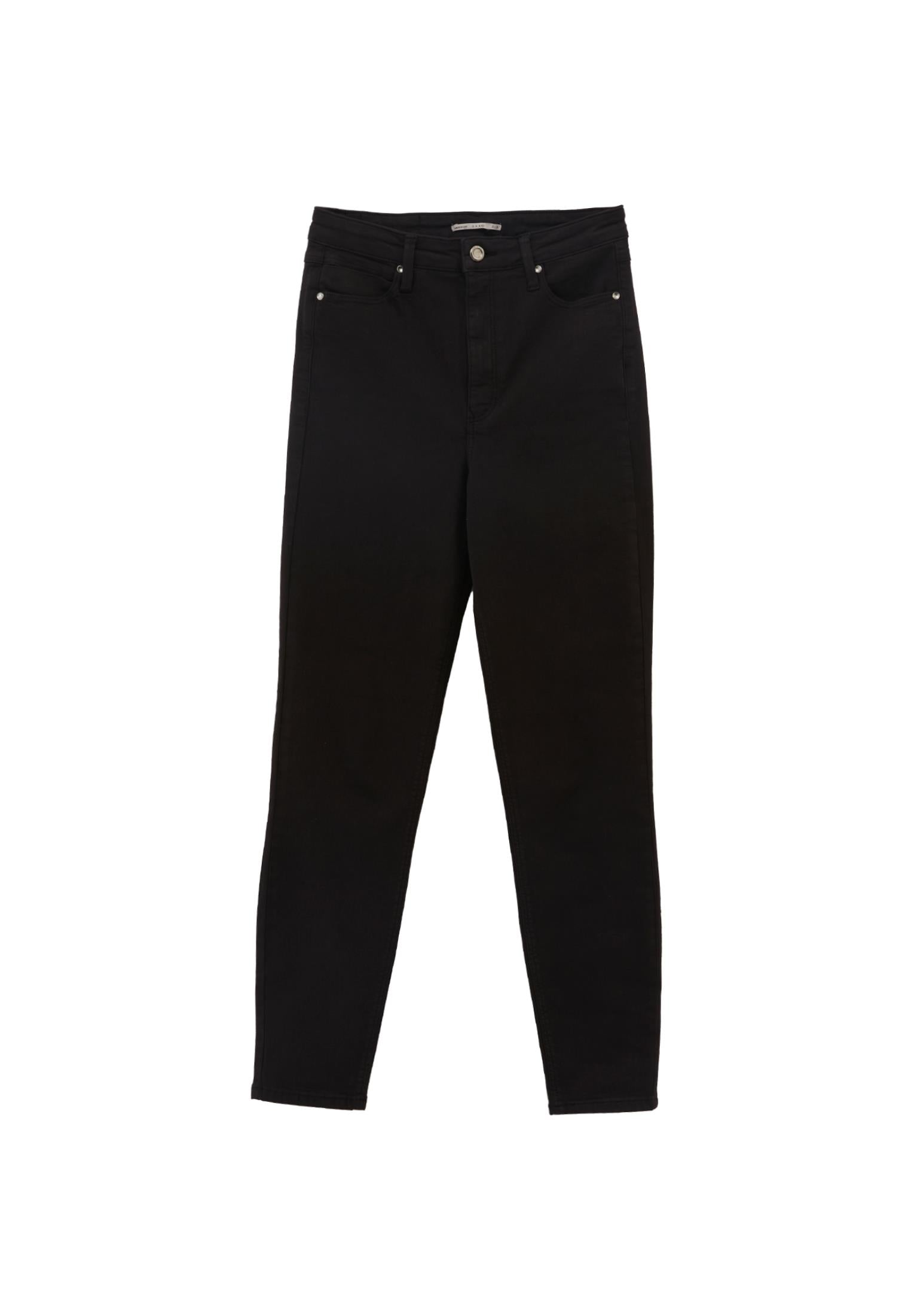 High Waist Cropped Skinny Pants With Pocket Detail - BLACK