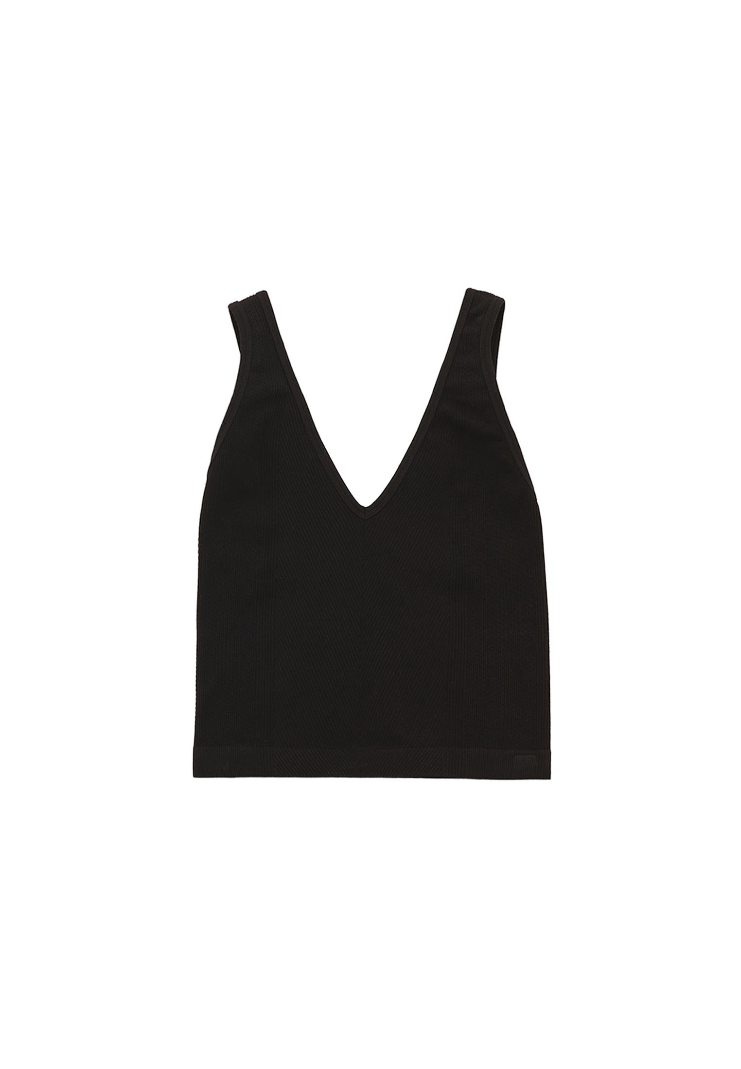 V Neck Bodycon Tank Top - BLACK