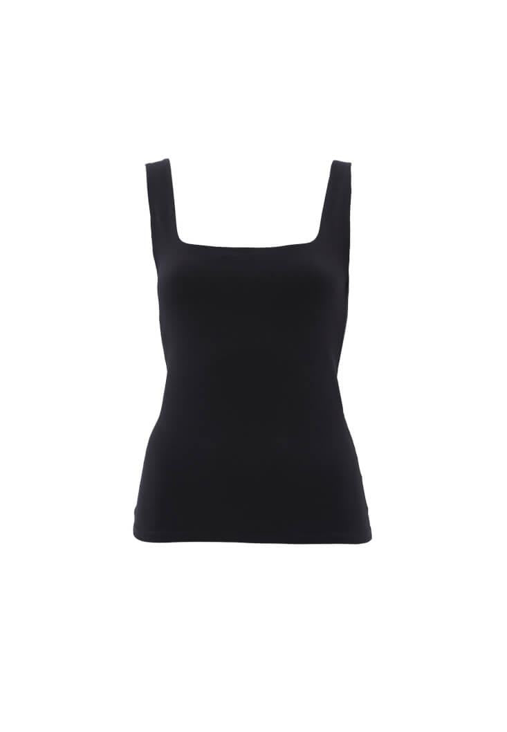 Square Neck Tank Top - BLACK