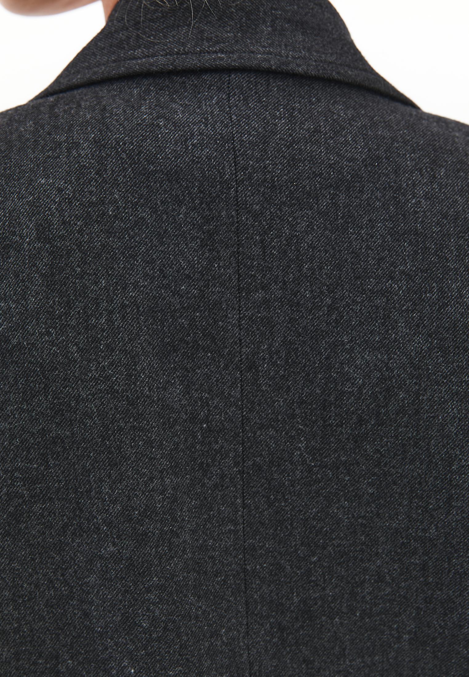 Double-Breasted Long-Sleeve Blazer Jacket - BLACK