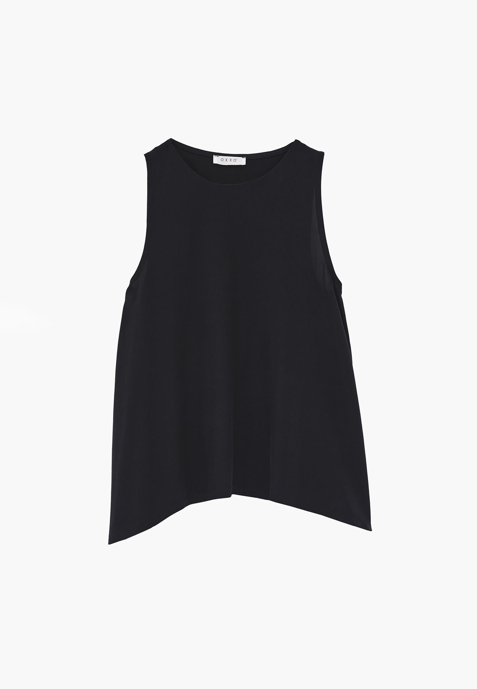 Crew Neck Loose Fit Tank Top - BLACK
