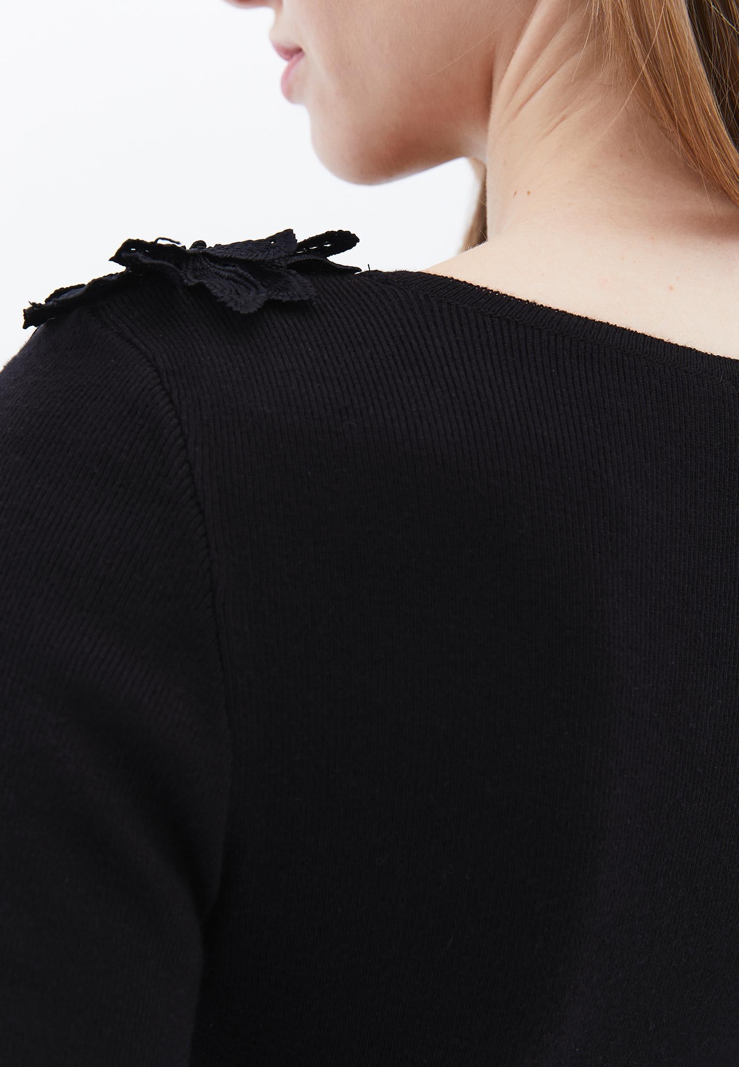 Boat Neck Raglan Sleeve Sweater - BLACK