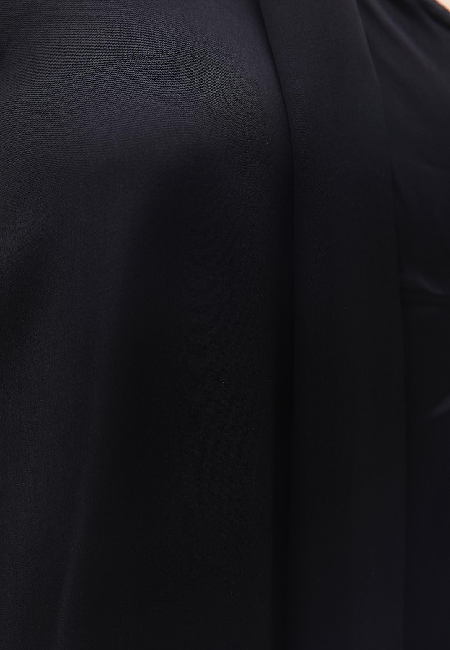 Asymmetric Collar Viscose Dress - BLACK