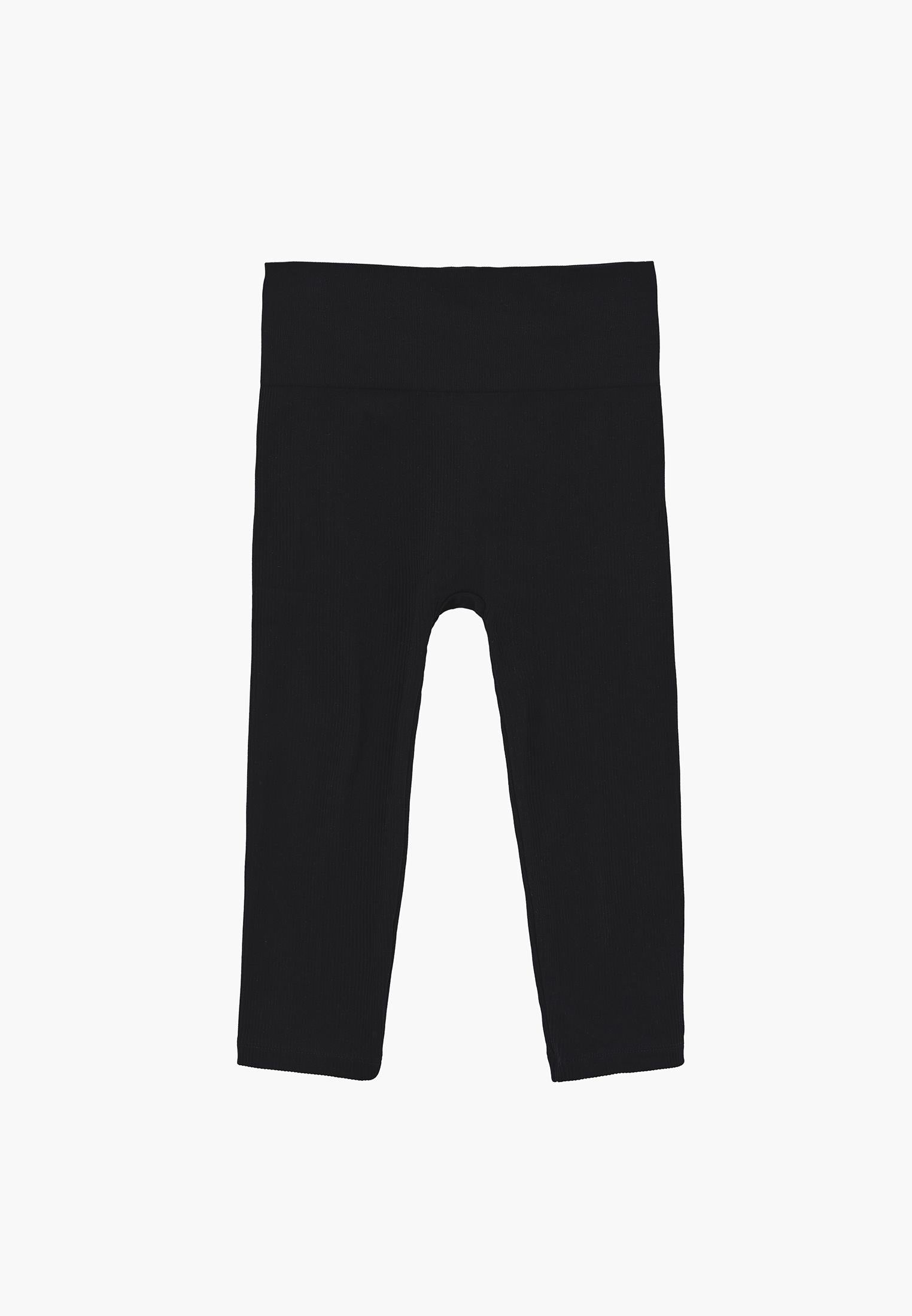 High Waist Capri Leggings - BLACK
