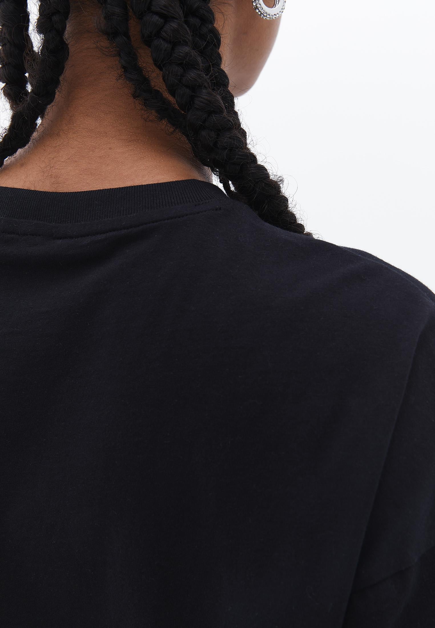 Boyfriend Crew Neck T-Shirt - BLACK