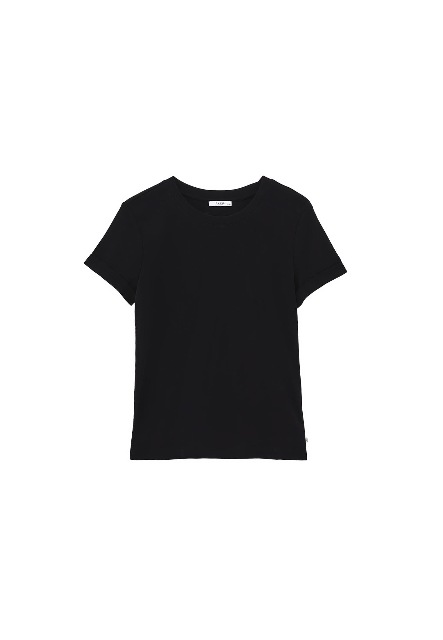 Cotton T-Shirt With Crew Neck - BLACK
