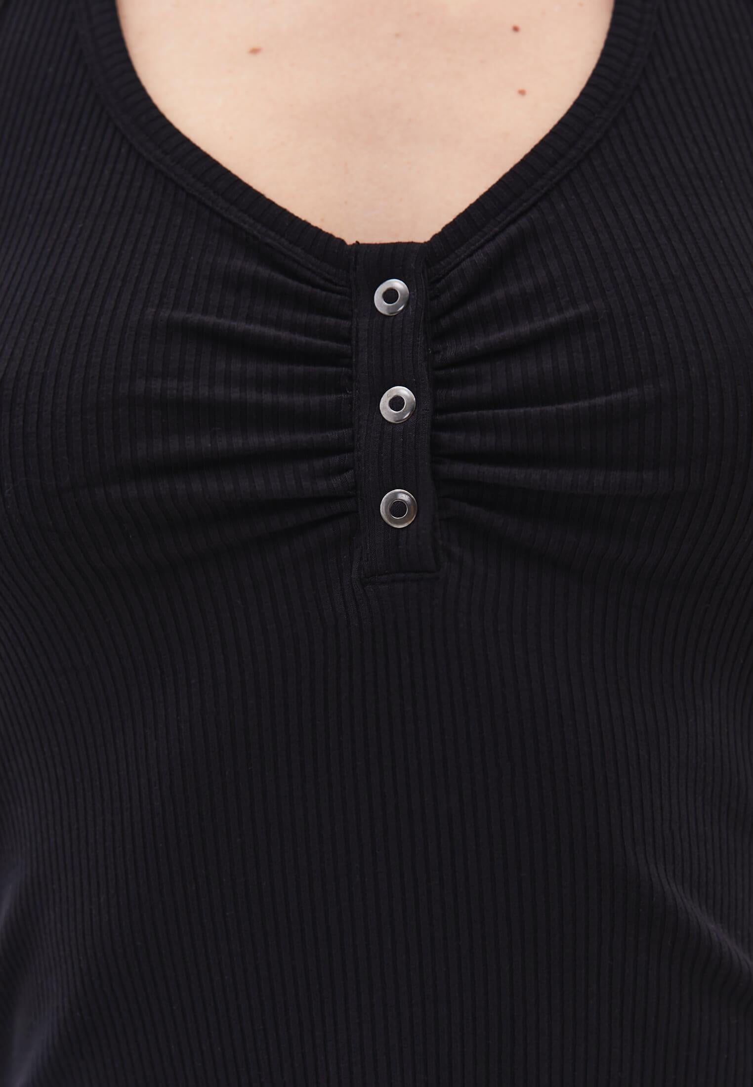 U Neck Bodycon Tank Top - BLACK