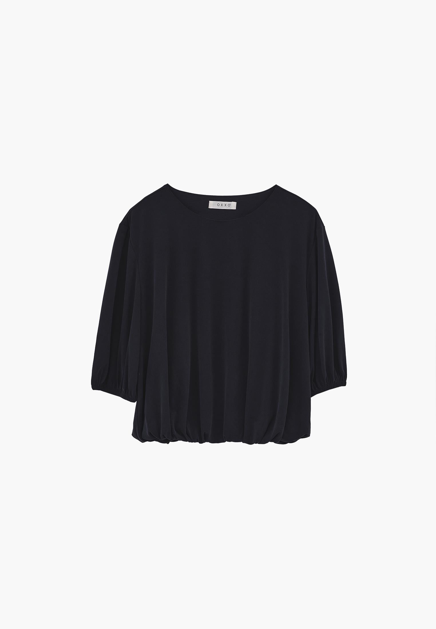 Crew Neck 3/4 Sleeve T-Shirt - BLACK