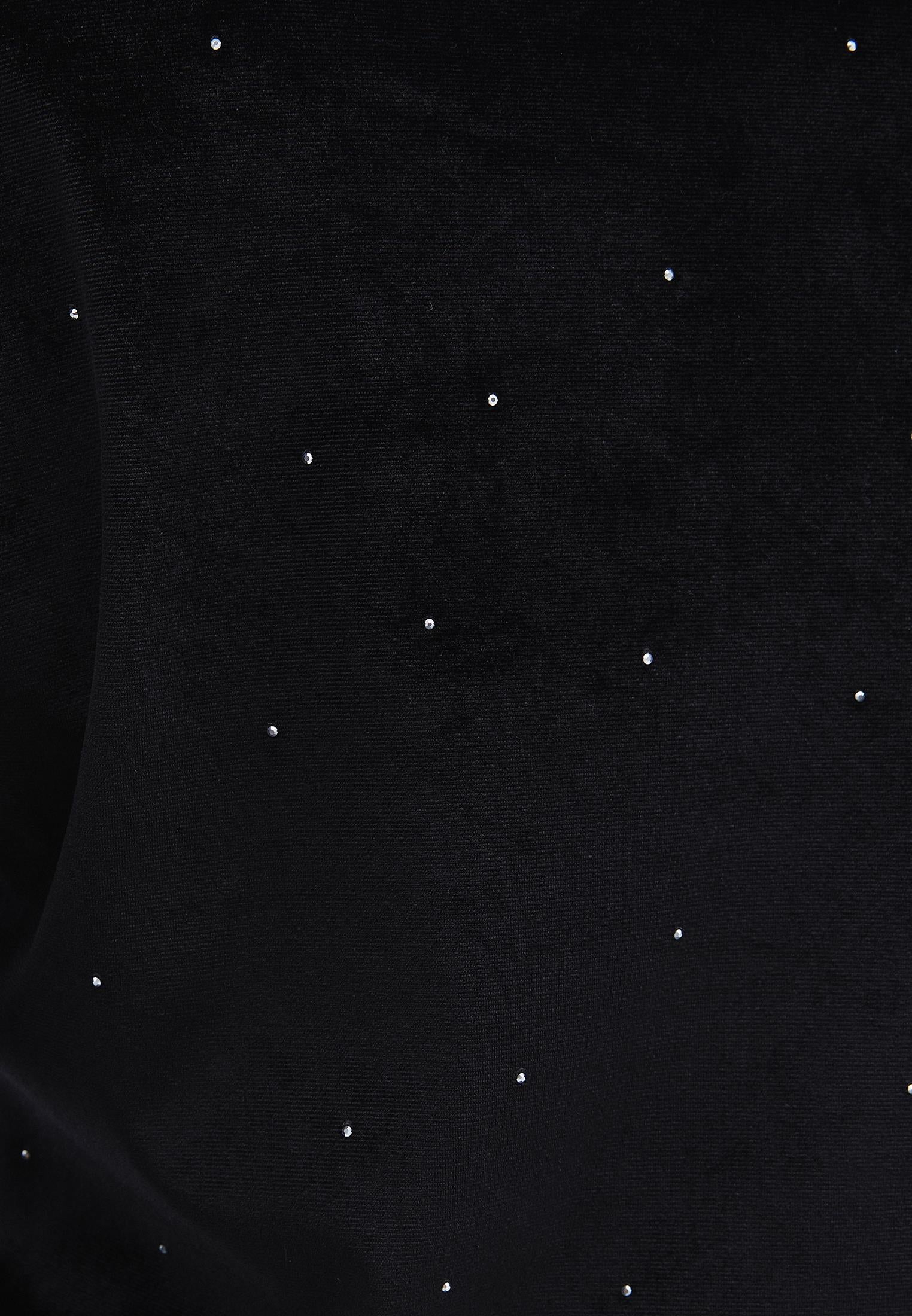 Short Dress With Ruched Crew Neck - BLACK