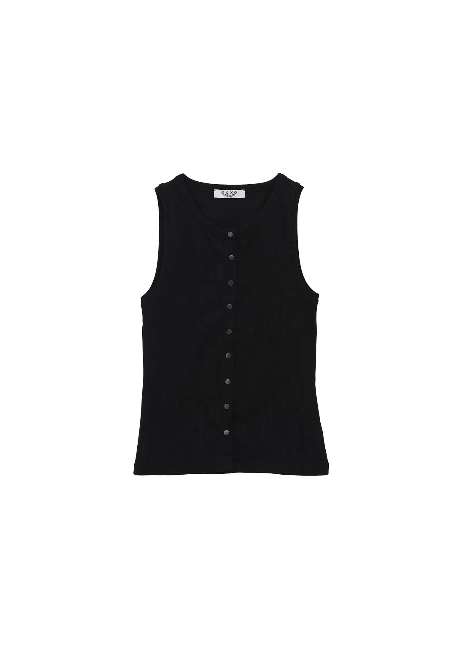 Sleeveless Tank With Crew Neck - BLACK