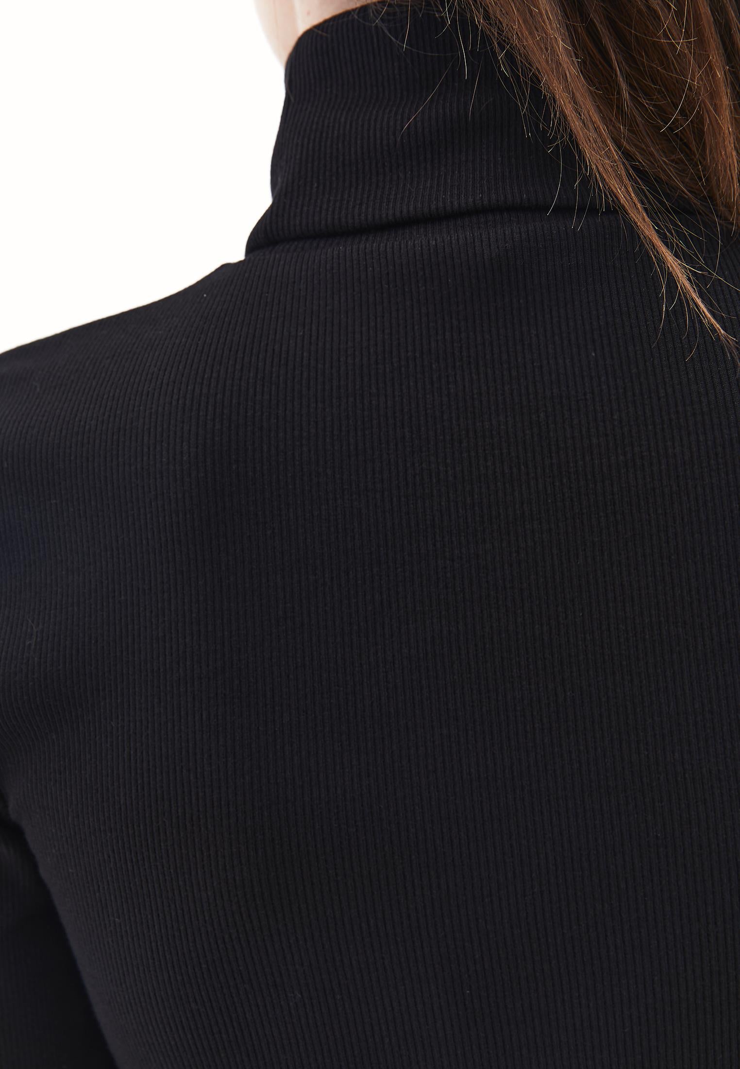 Turtleneck Long Sleeve Bodycon Top - BLACK