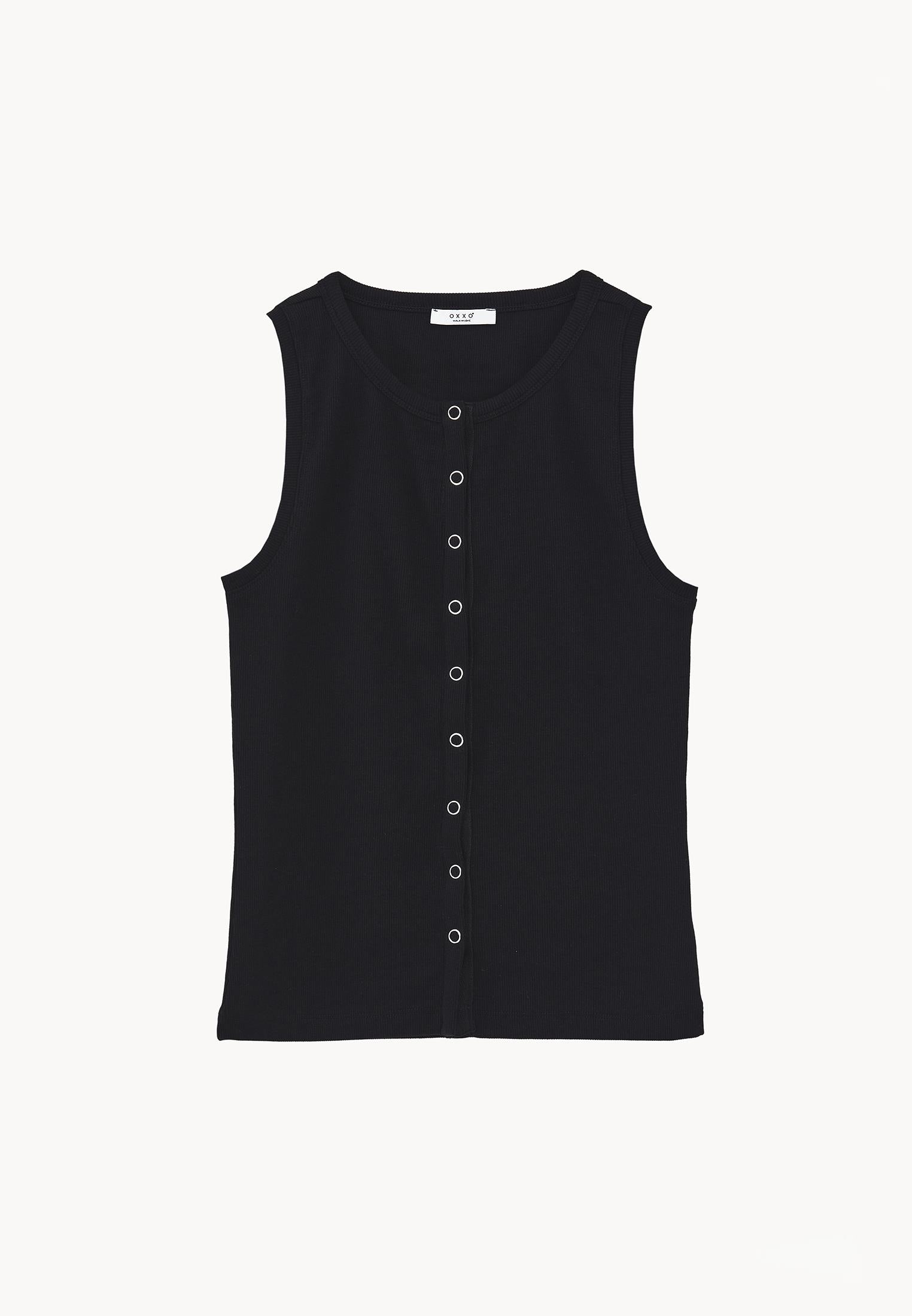 Sleeveless Crew Neck Tank Top - BLACK