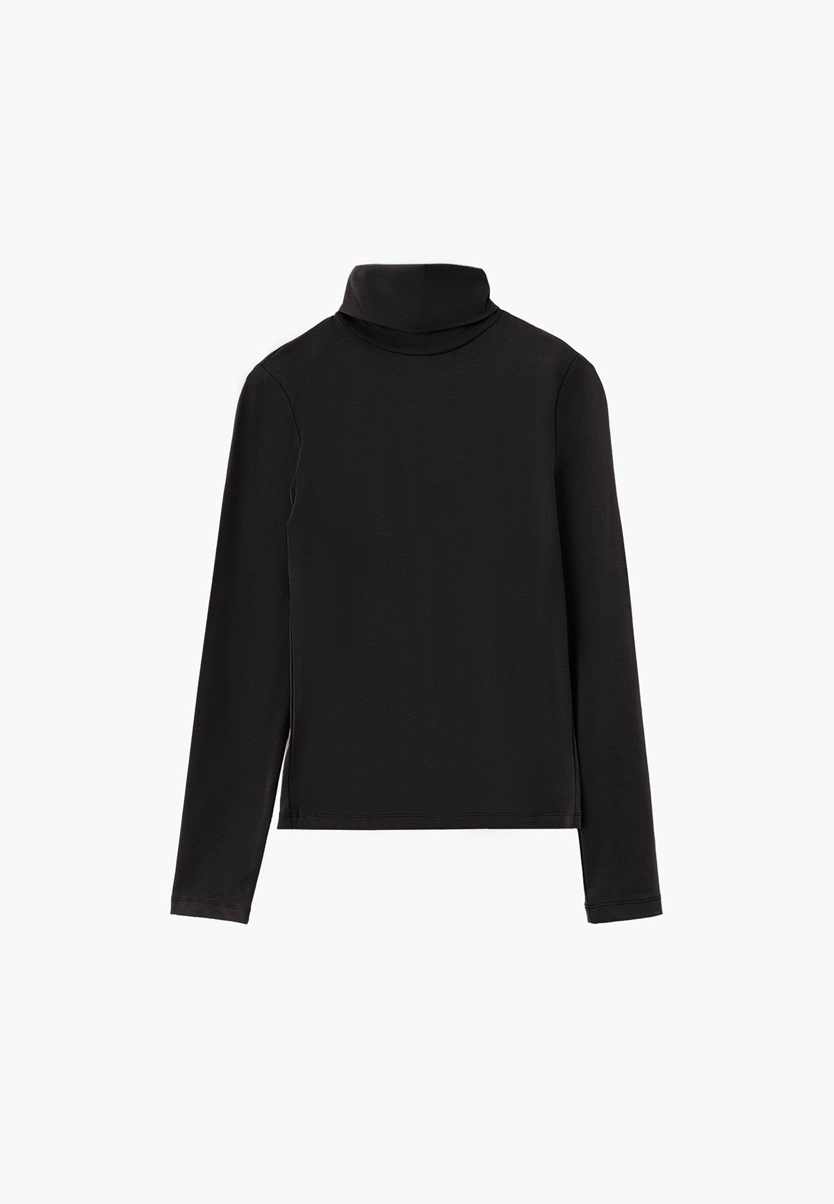 Turtleneck Long Sleeve Bodycon Top - BLACK