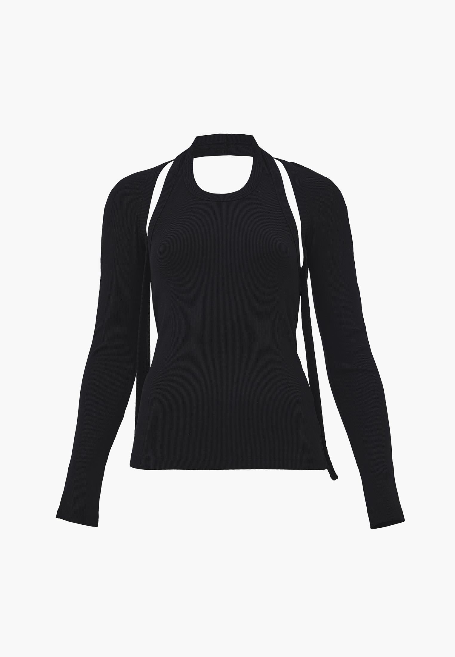 Halter Neck Sleeveless Blouse - BLACK