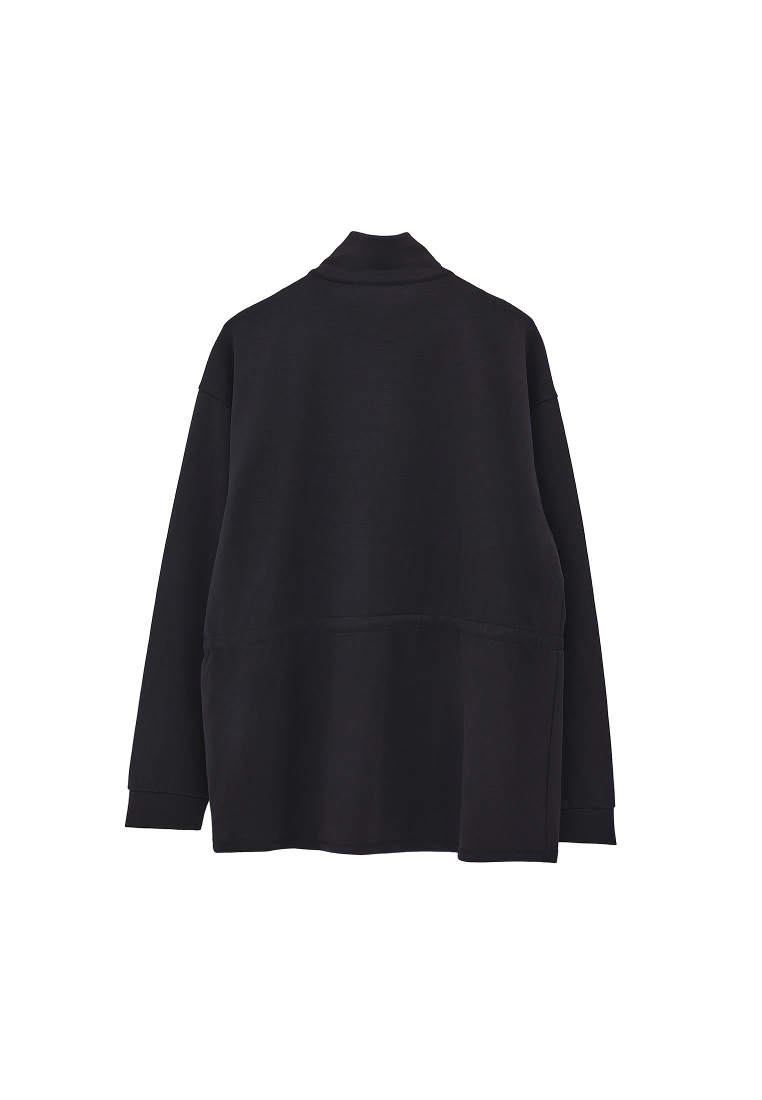 High Neck Zipper Detailed Long Sleeve Sweatshirt Tunic - BLACK