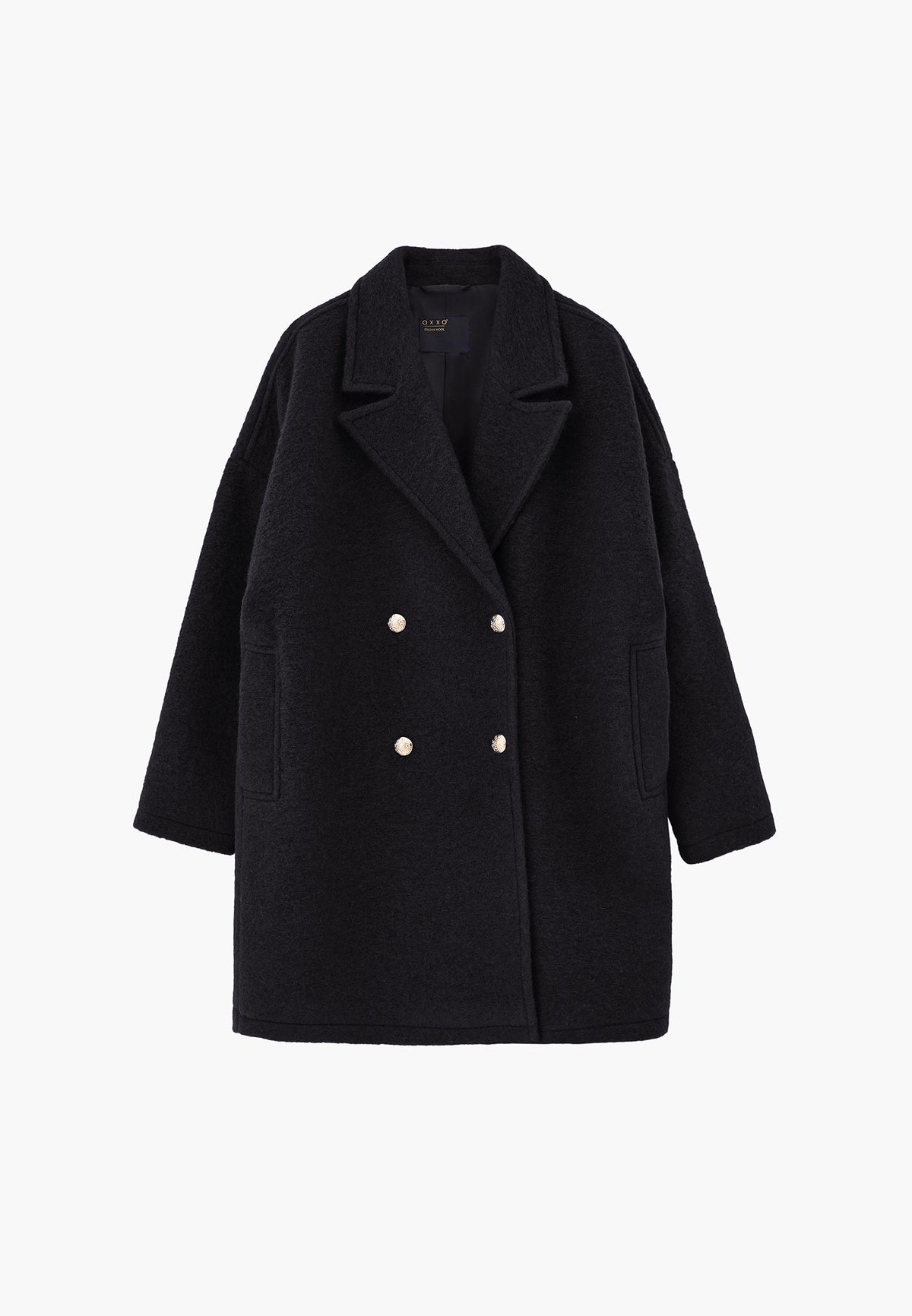 Wrap Long Coat - BLACK