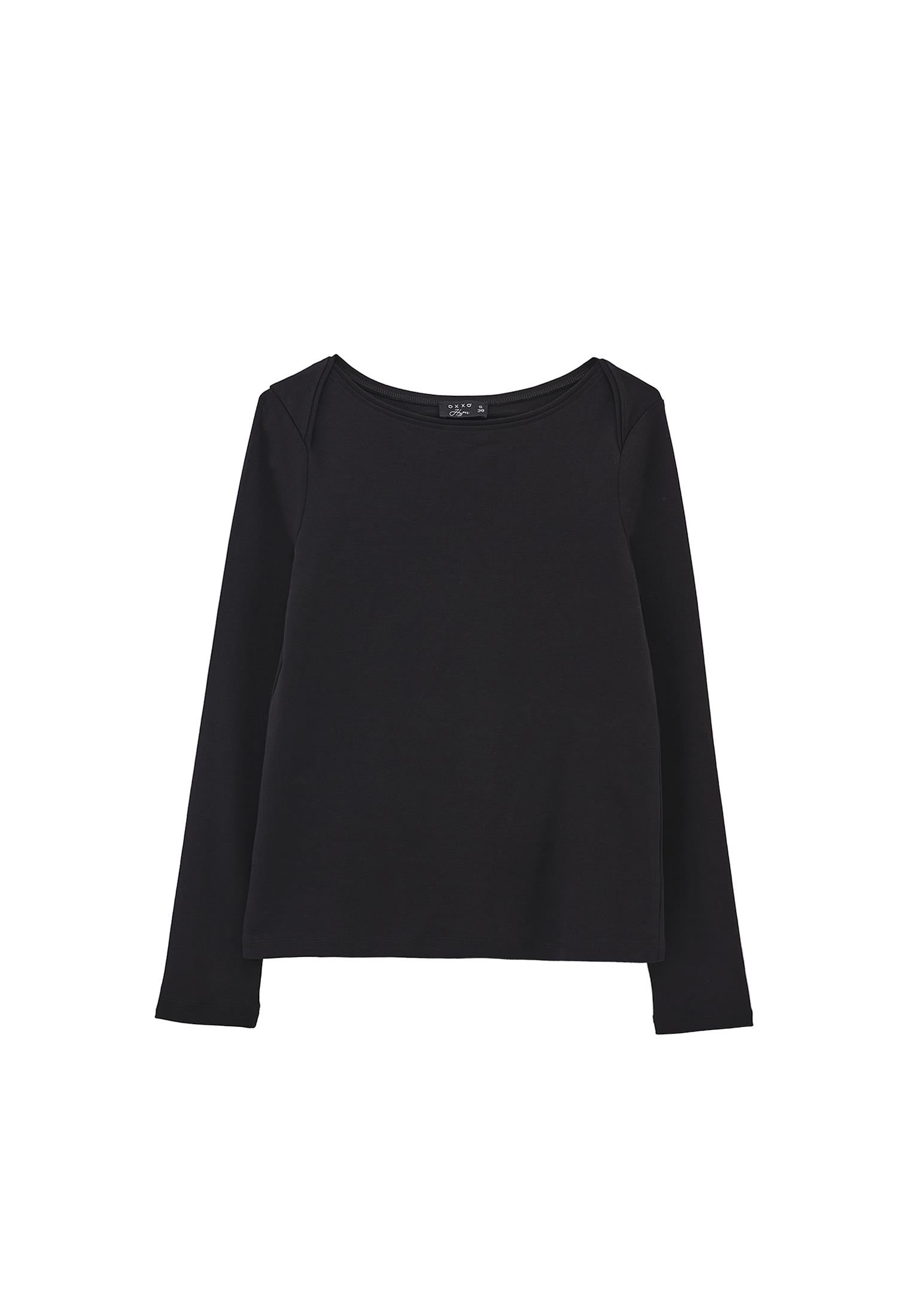 Boat Neck T-Shirt - BLACK