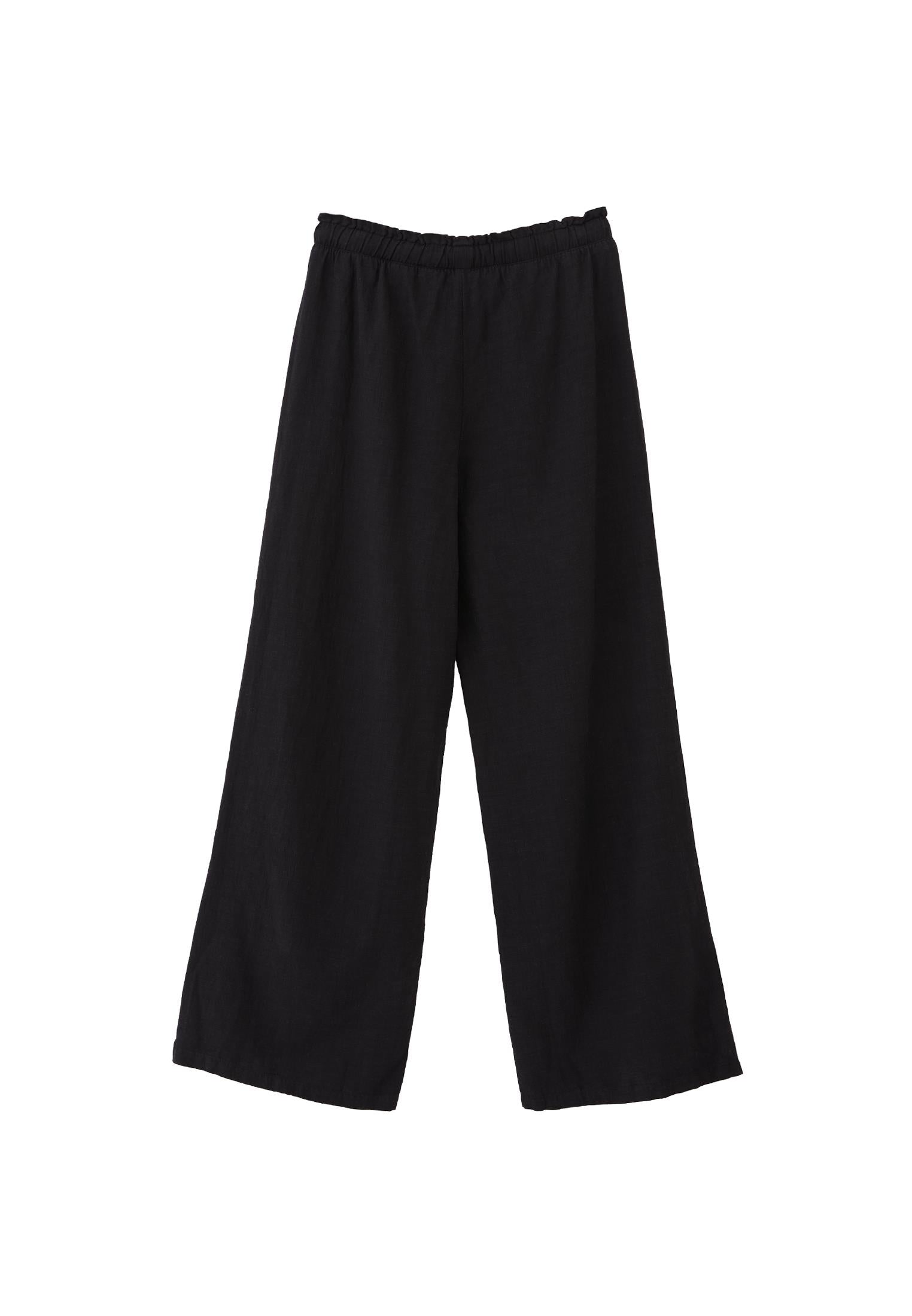 Wide Leg High Waist Pants - BLACK