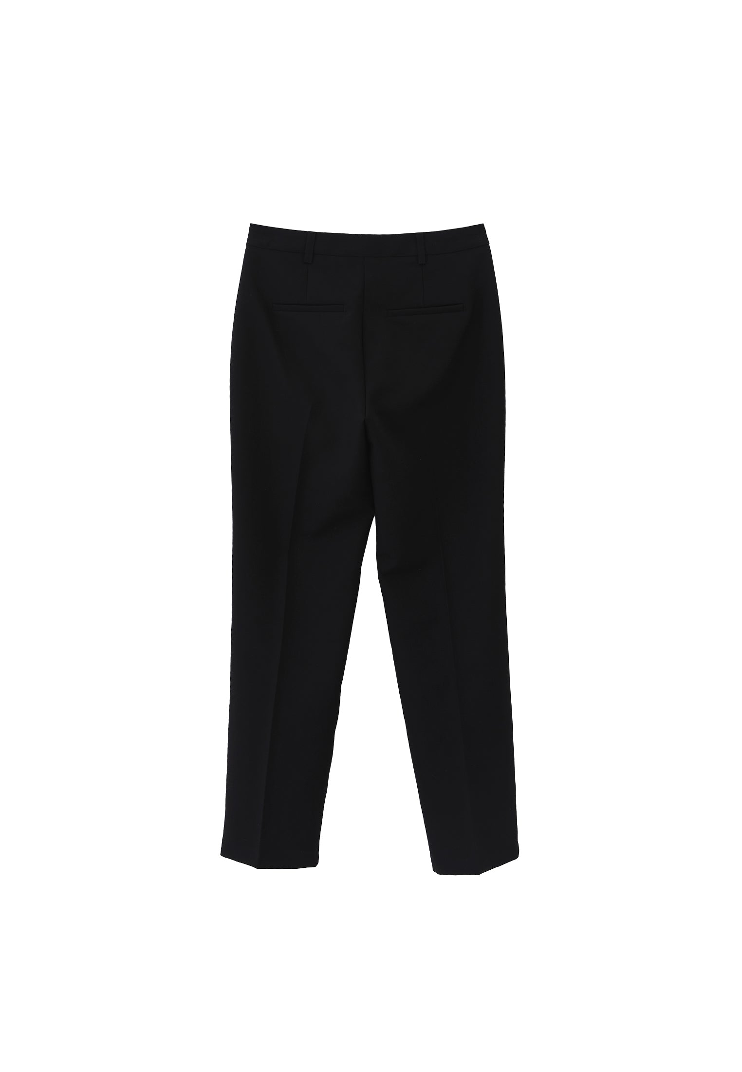 High Waist Long Slim Pants - BLACK