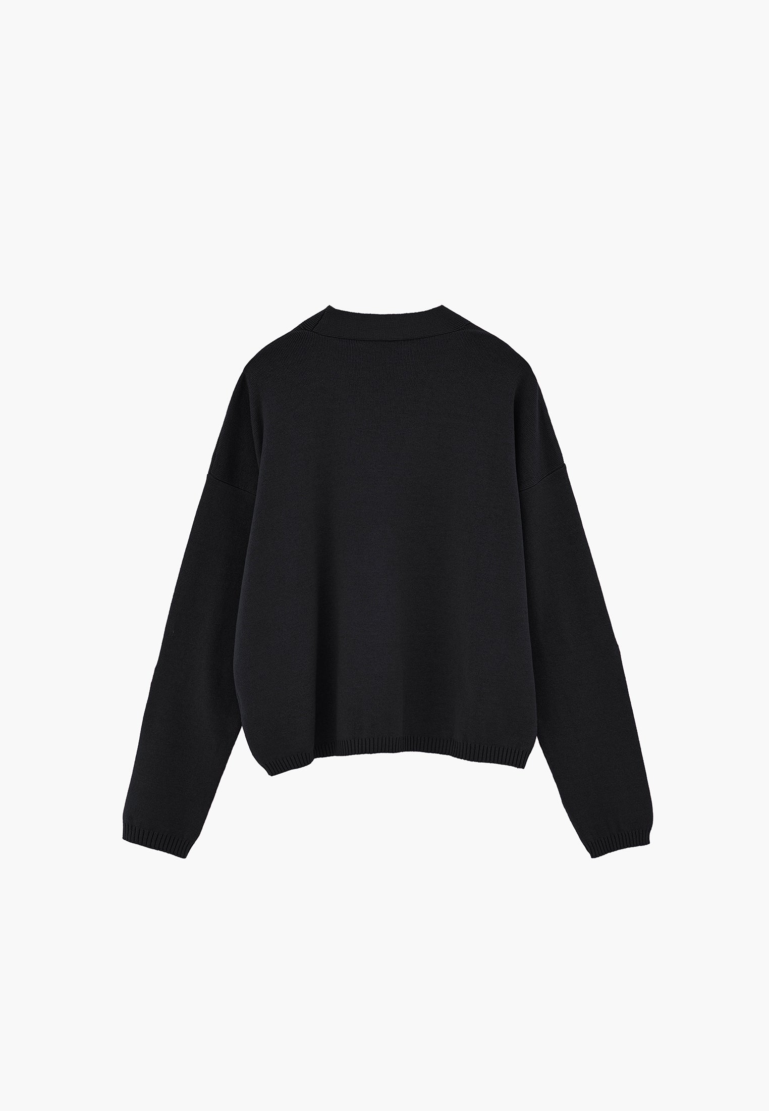 V-Neck Long Sleeve Cardigan - BLACK